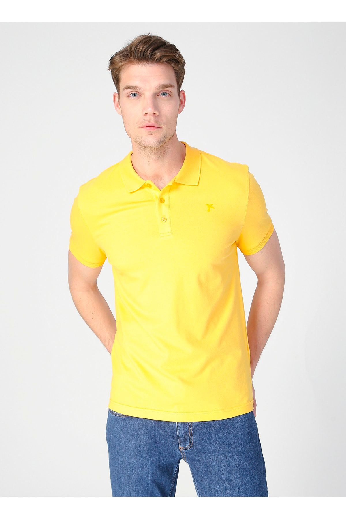 Fabrika Erkek Sarı Polo Yaka T-shirt