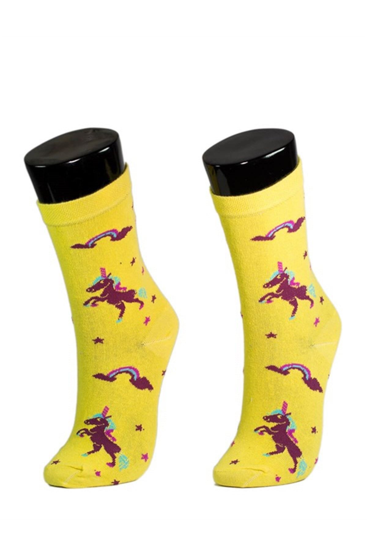 secret moda Renkli Unicorn Model Kadın Soket Çorap