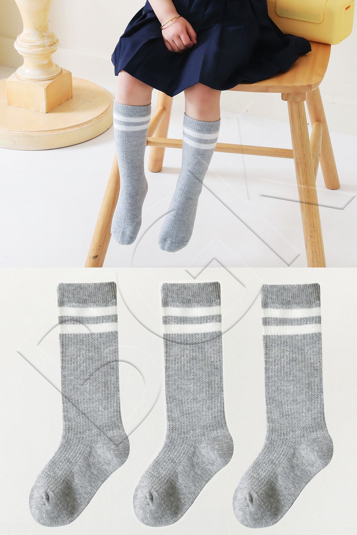 BGK 3 Çift Çocuk Dizaltı Renkli Çorap