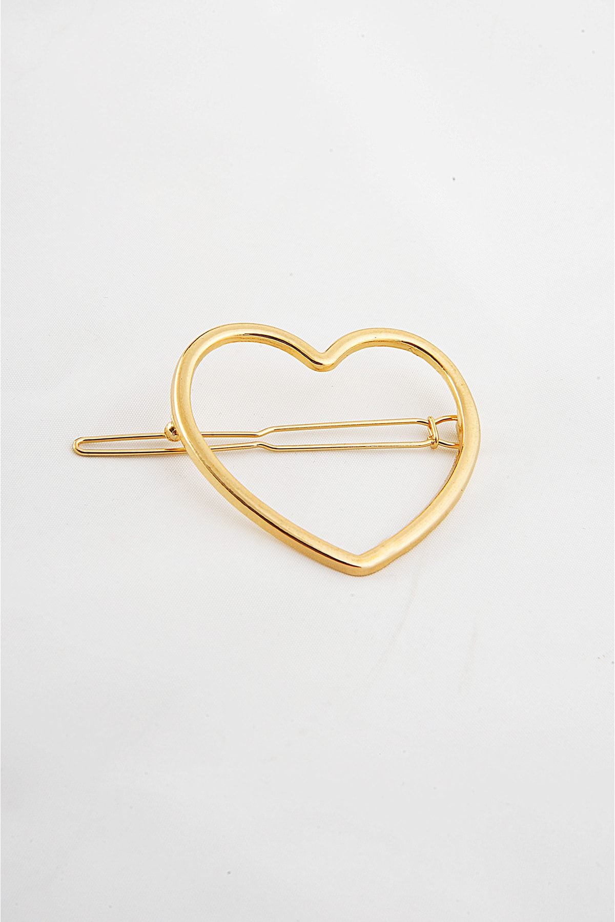 EUROMODA Kalp Tasarımlı Gold Renkli Klipsli Yan Toka