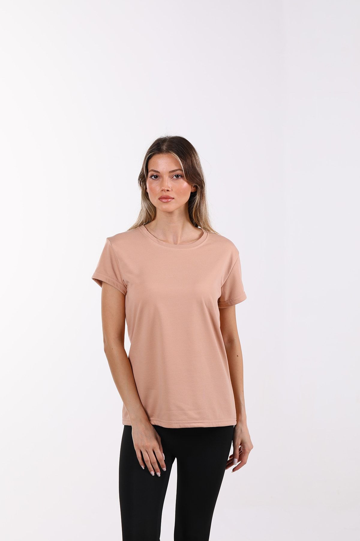 MAXI DRY Yoğun Terleme Önleyici, Islaklık Sızdırmaz Bej Kadın Tişört - Bisiklet Yaka - Hiking, Trekking