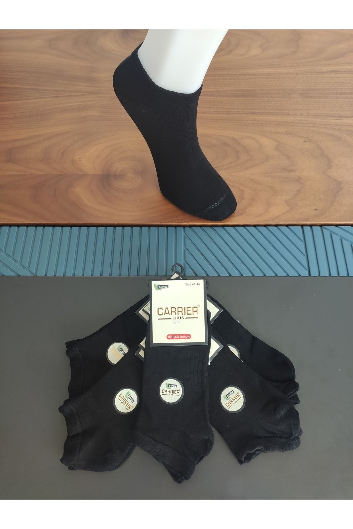 Carrier Plus 5 Çift Bambu Patik Çorap, Siyah Renk, Hava Alan, Burun Dikişsiz, Kokulu, Konforlu Çorap