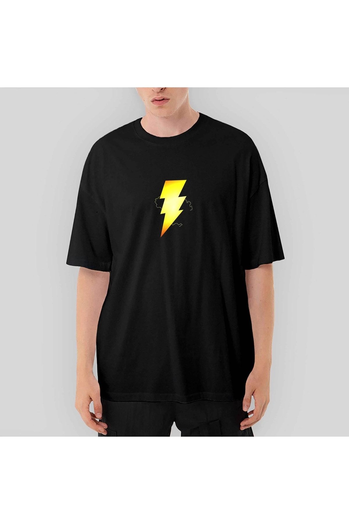 Z zepplin Shazam Logo Oversize Siyah Tişört