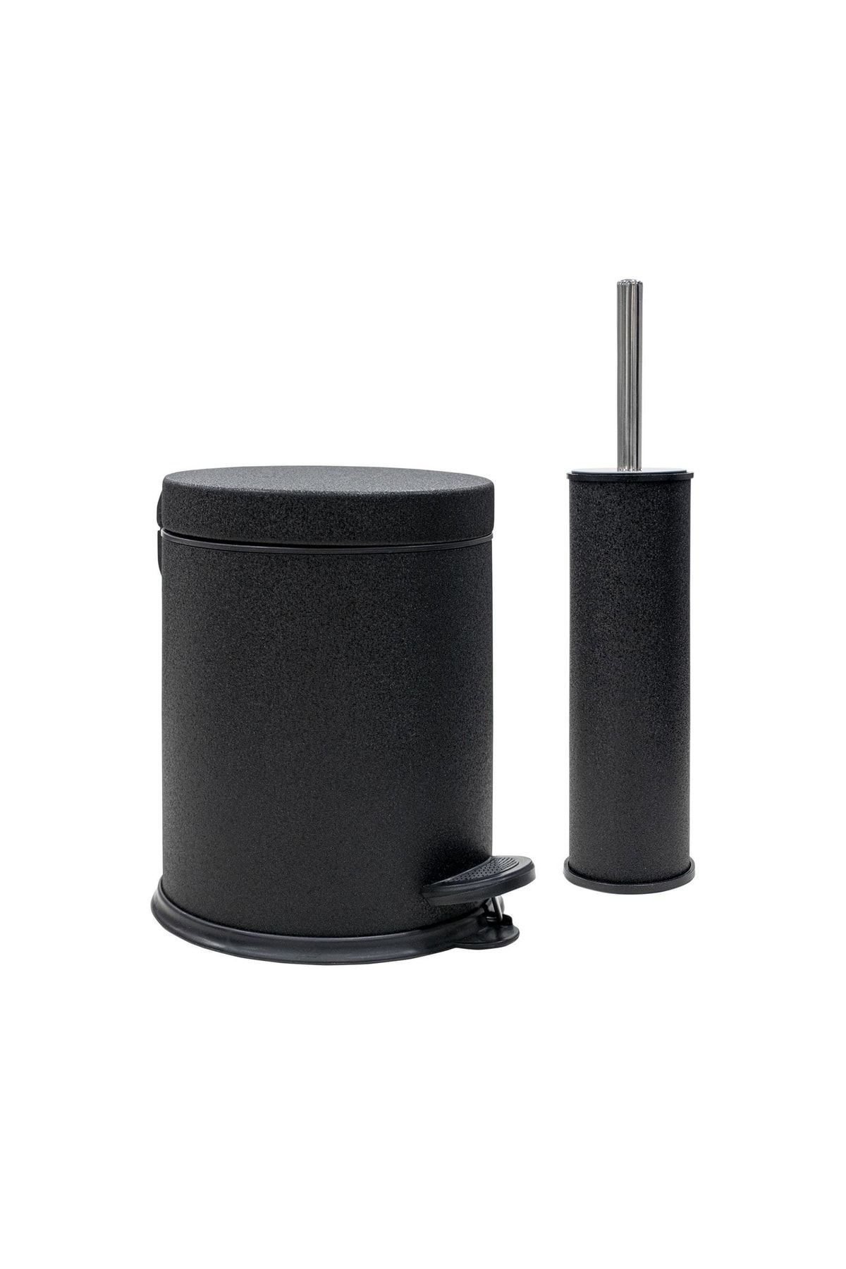 Siliwax Siyah Kadife -2 Li Set Pedallı Çöp Kovası Ve Wc Klozet Fırça Seti