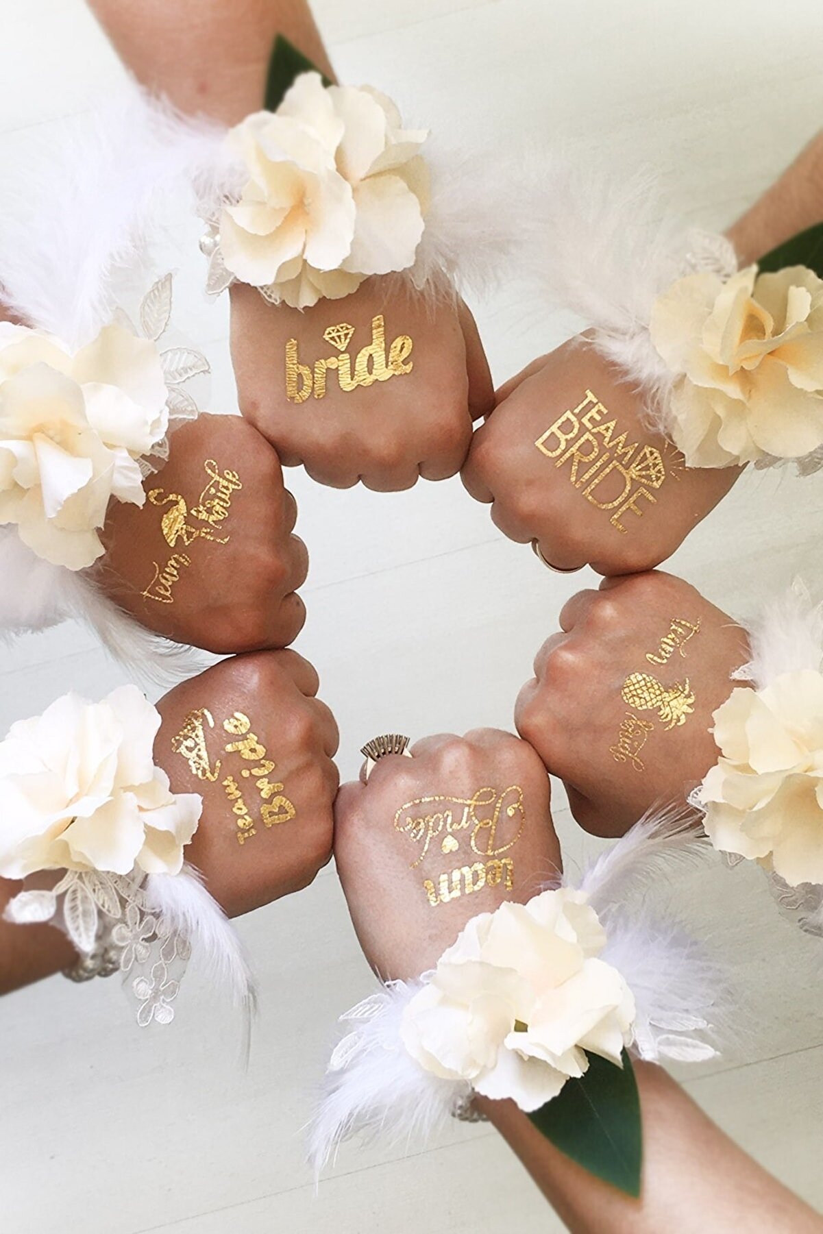 Huzur Party Store Bride To Be 1 Bride 10 Team Bride Gold Renkli Altın Sarısı Geçici Dövme Bekarlığa Veda Partisi