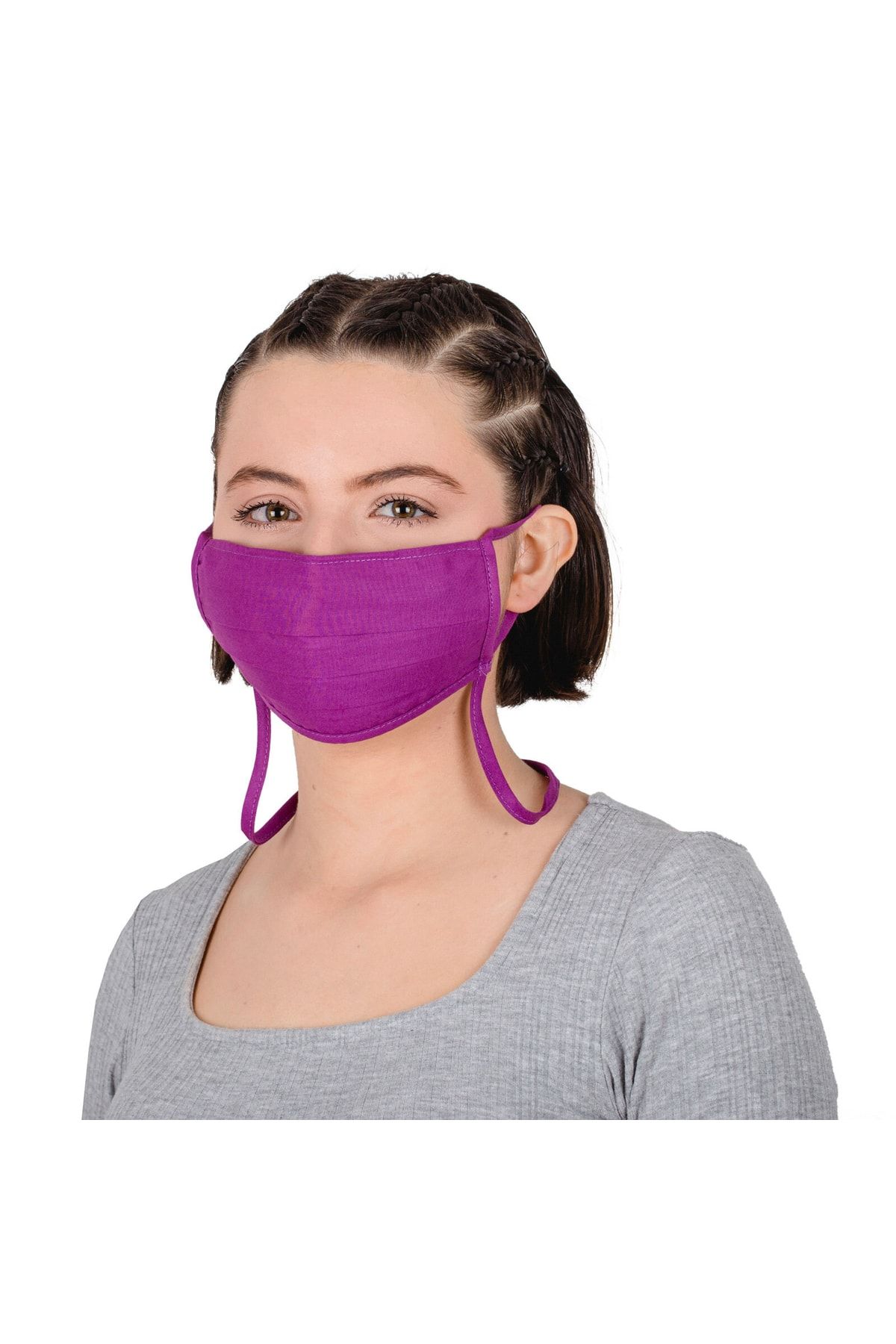 Mersin Alzheimer Derneği Derneği - Mor Renk Düz Model Boyundan Askılı Yıkanabilir Iki Katlı M Beden Filtre Cep Maske