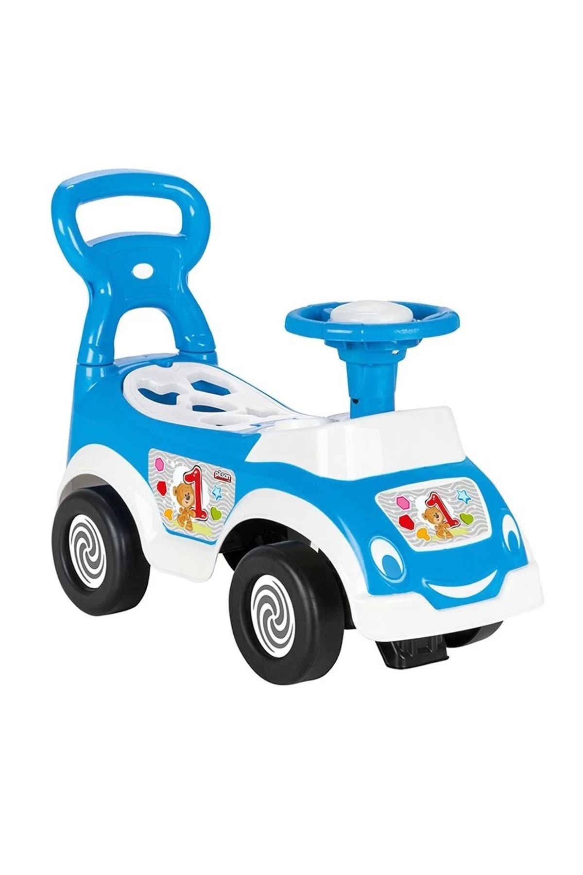 PİLSAN Mavi Bultaklı Oyuncak Benim Ilk Arabam Geliştirici Oyuncak Yürümeye Yardımcı Pedalsız Araba