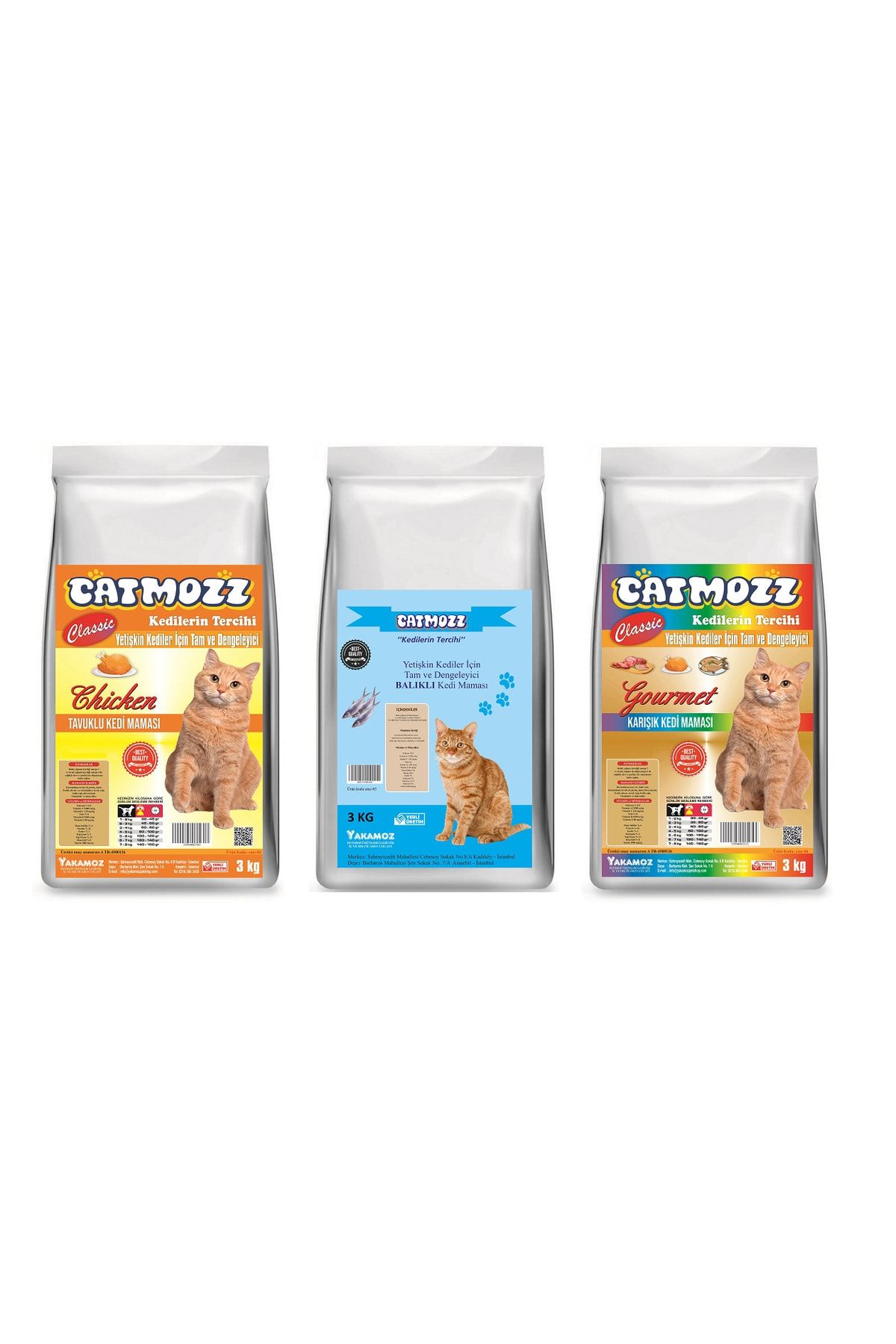 CatMozz Classic Tavuklu Balıklı Mix Gourmet Karışık Yetişkin Kedi Maması 3 Kg