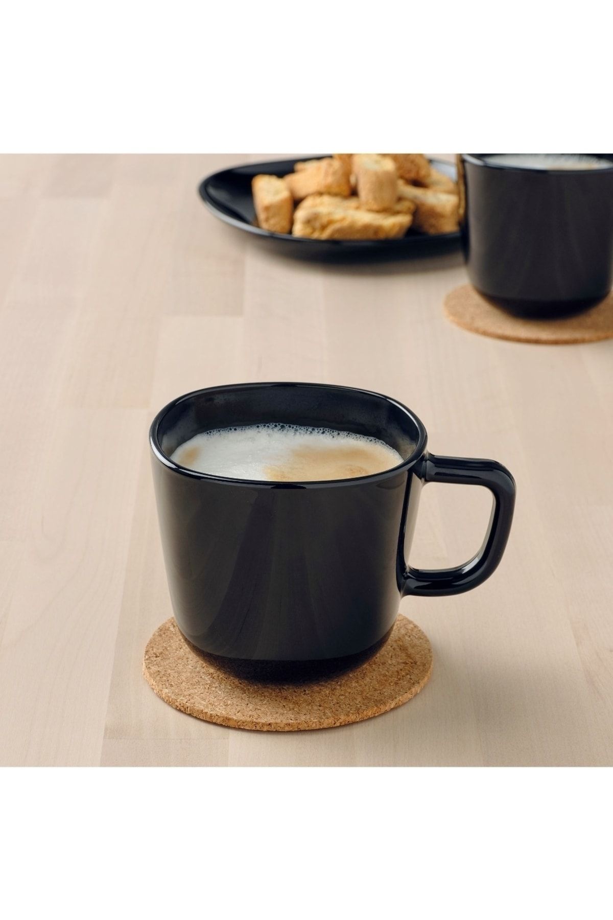 IKEA Backıg 2 Adet Siyah Kupa Bardak Çay Kahve Fincanı 370 Ml