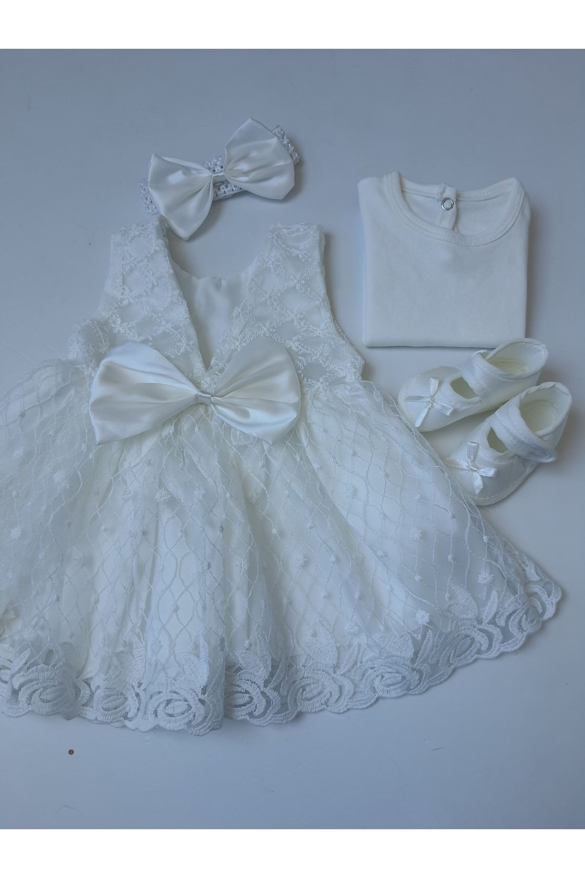 Petite Ponpon Baby Kız Bebek Mevlüt Takımı Kız Bebek Prenses Elbise Dantelli Elbise