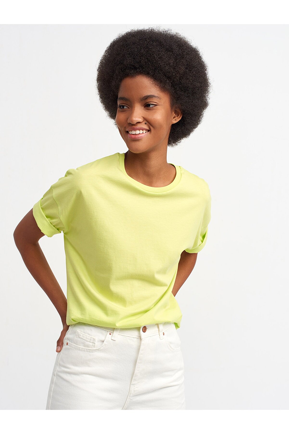 Dilvin Kadın Sarı Basic T-shirt3683