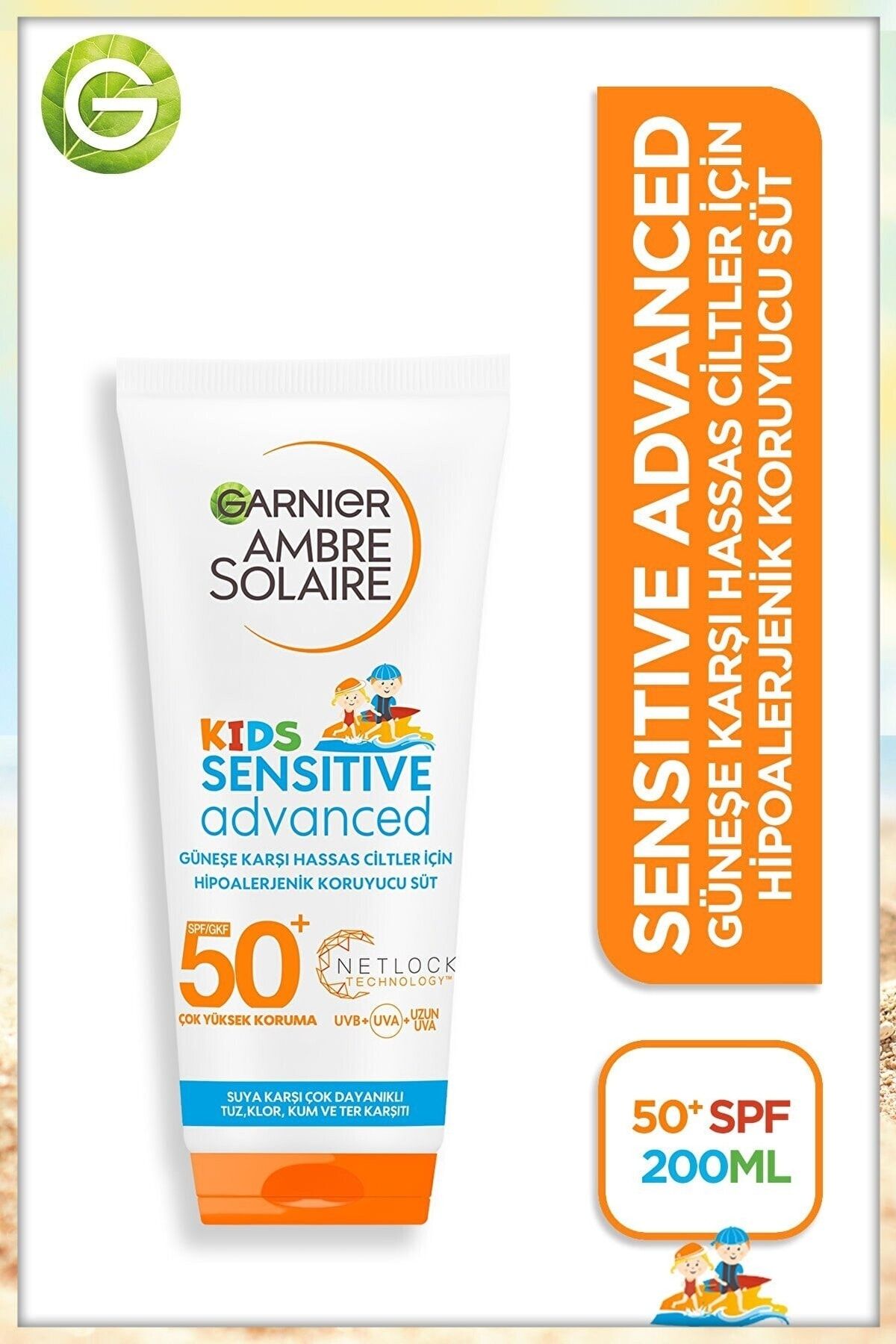 Garnier Ambre Solaire Sensitive Advanced Çocuk Güneş Koruyucu Süt Gkf50+ 200ml 47454