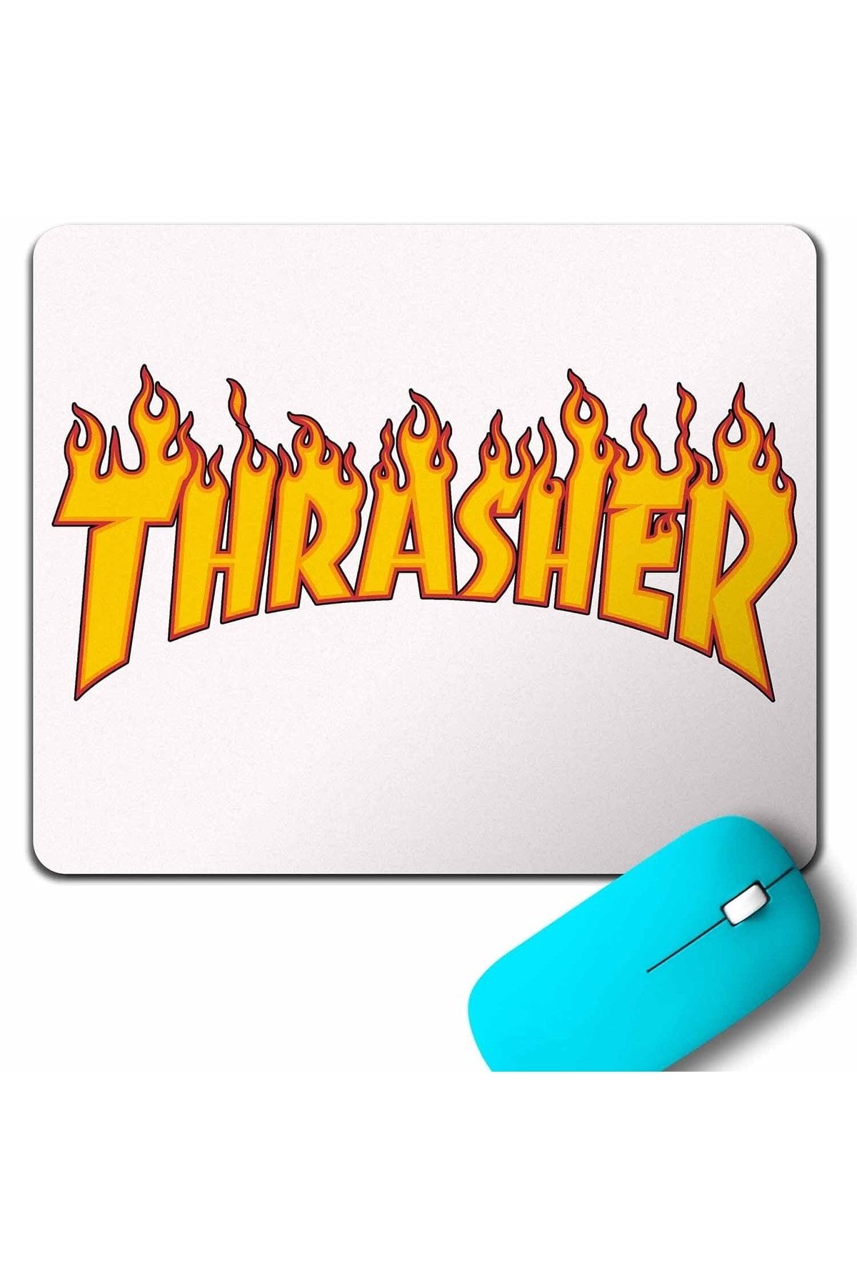 Kendim Seçtim Trasher Logo Flame Blaze Skateboard Hıp Hop Mouse Pad