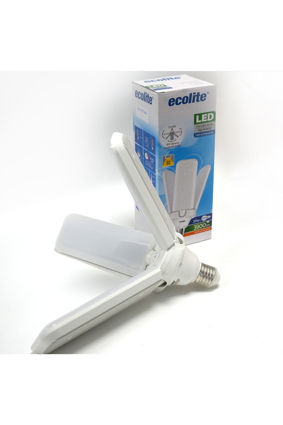 Ecolite Üç Kollu Fan Light 39 W Sarı Led E27 Duy Led Ampul