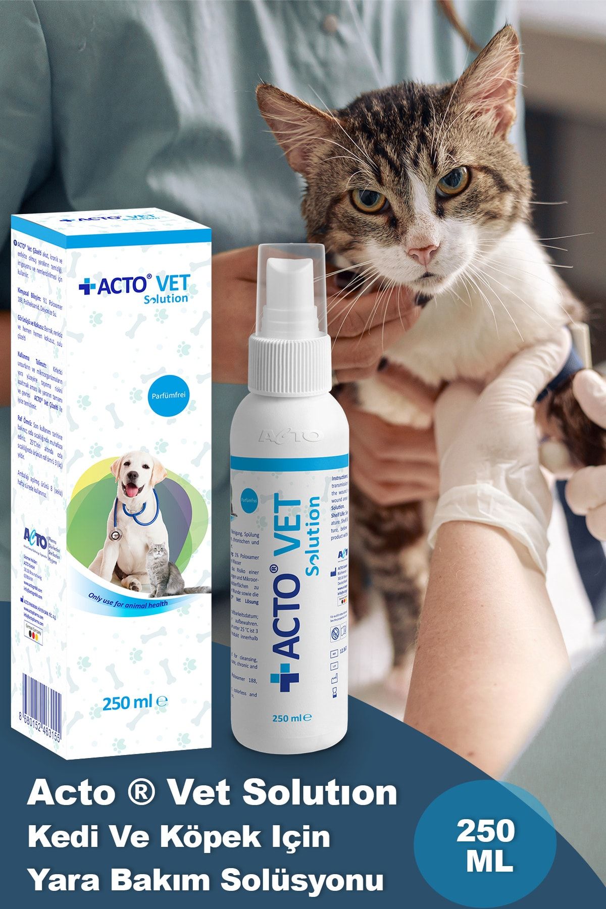 Acto ® Vet Solutıon Kedi Ve Köpek Için Yara Bakım Solüsyonu 250 Ml