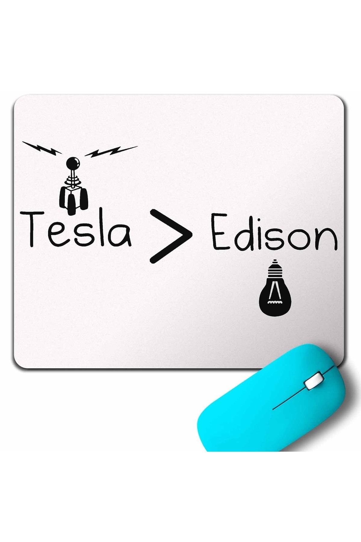 Kendim Seçtim Nikola Tesla Büyüktür Edison Doğru Ac Dc Akım Mouse Pad