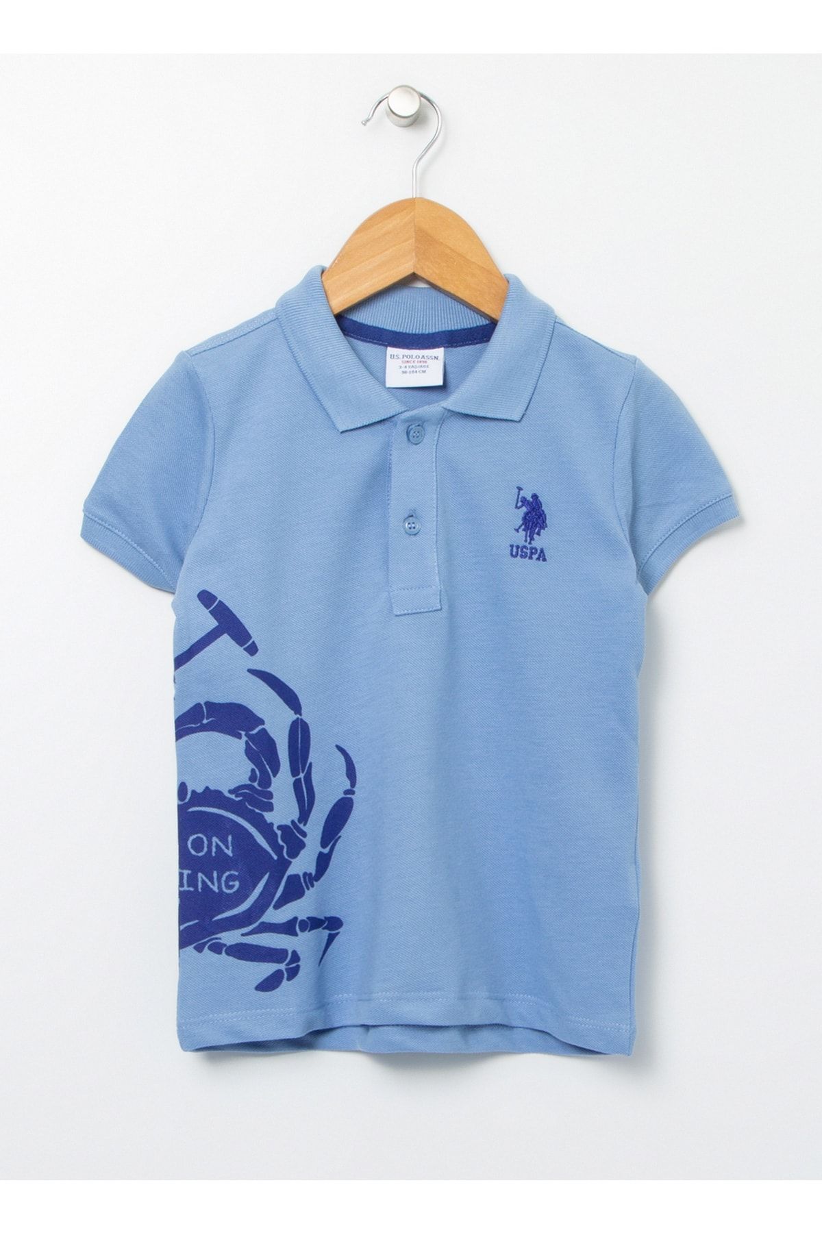 U.S. Polo Assn. Baskılı Mavi Erkek Çocuk Polo T-shirt Rojger Vr032
