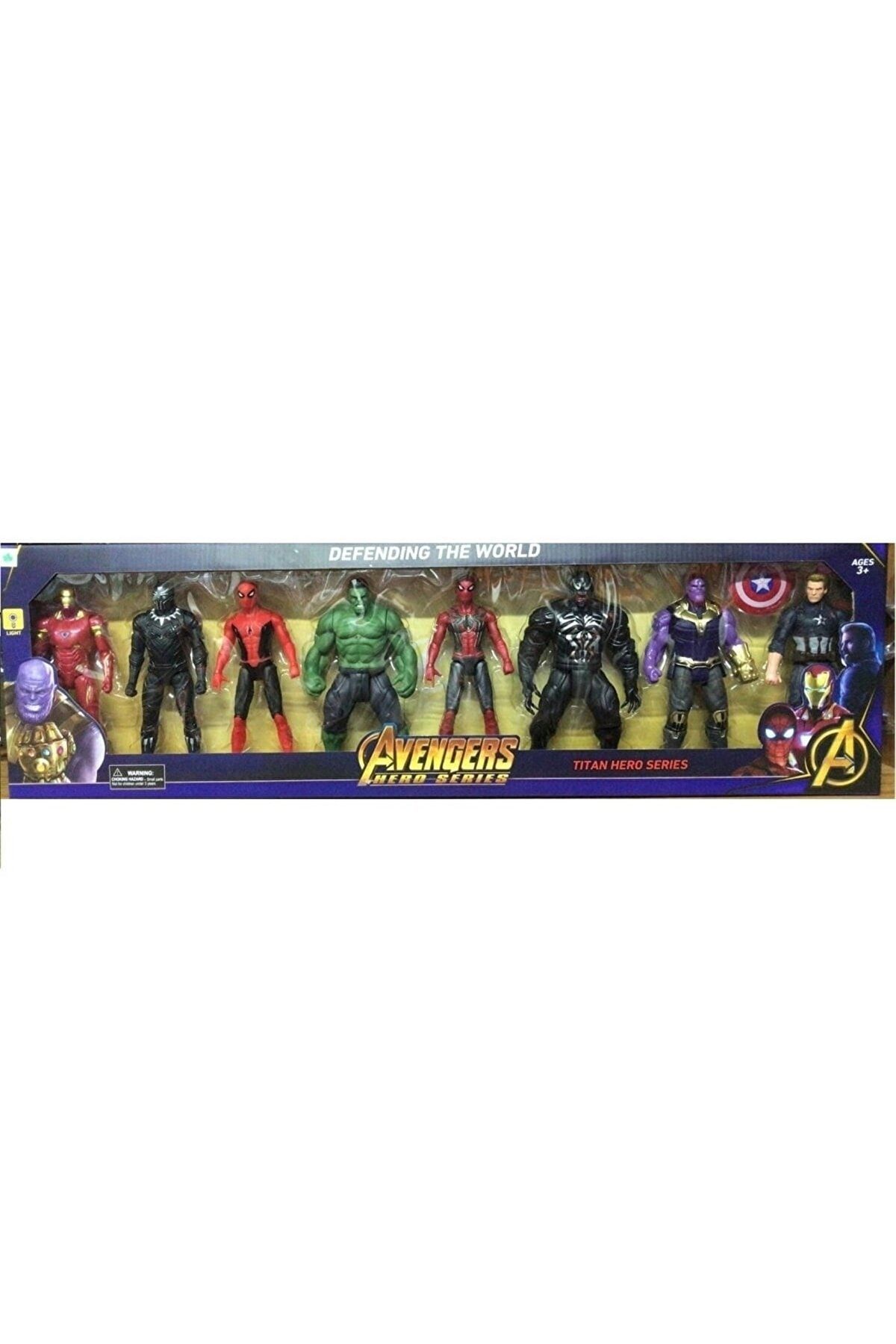 Genel Markalar Avengers 8 Li Mega Figür Dev Set Ironman Black Panter Spiderman Hulk Venom Thanos Kaptan Amerika Cy