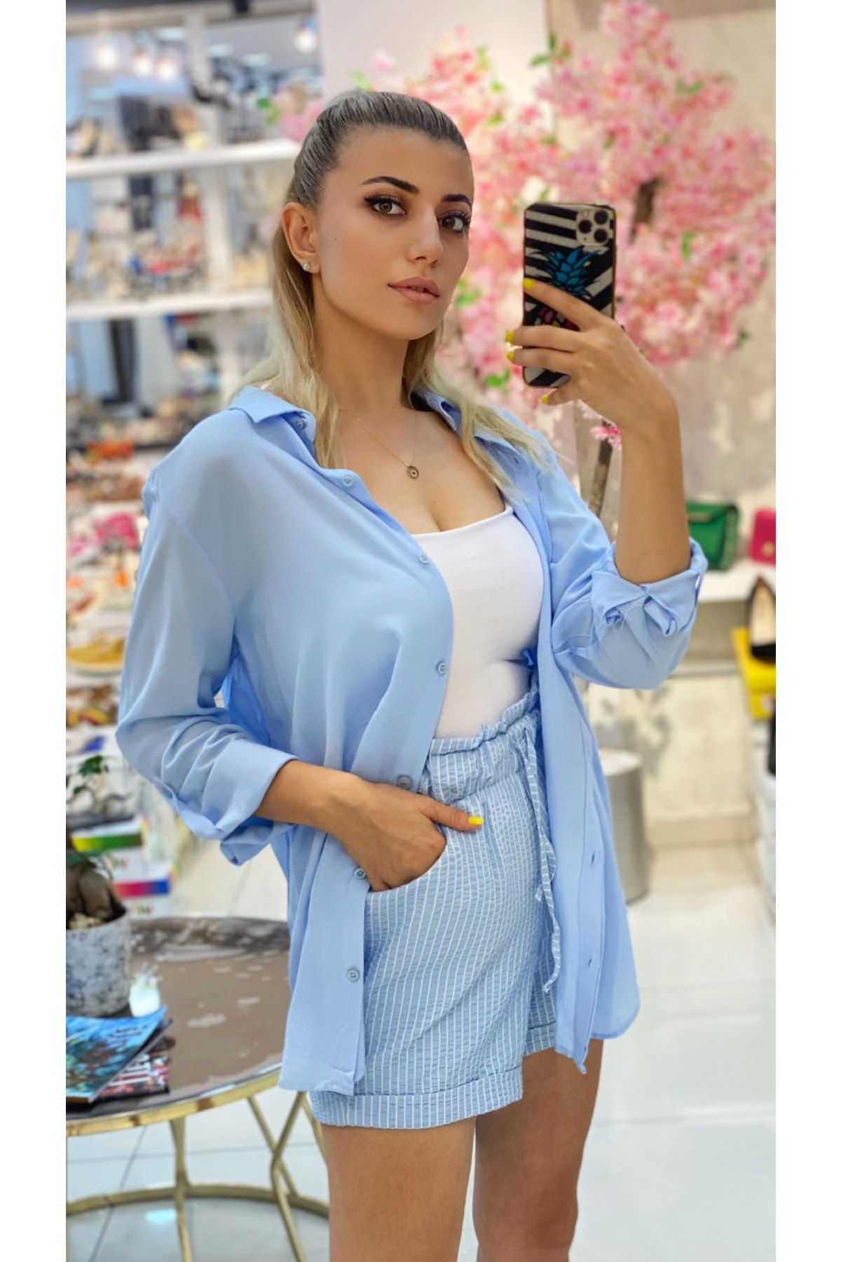 TUĞBALİ Kadın Bebe Mavi Astarlı Şort