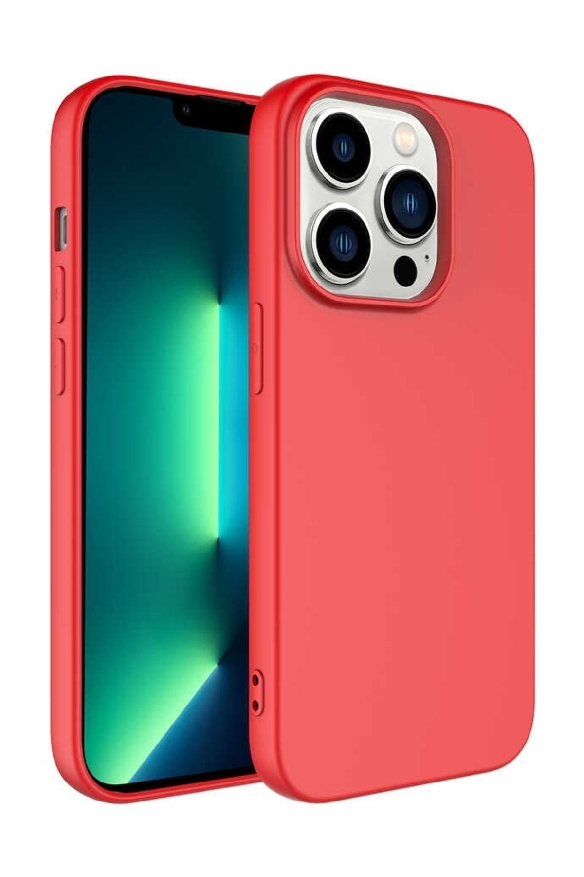 Eiroo Lansman Iphone 14 Pro Max Kırmızı Silikon Kılıf