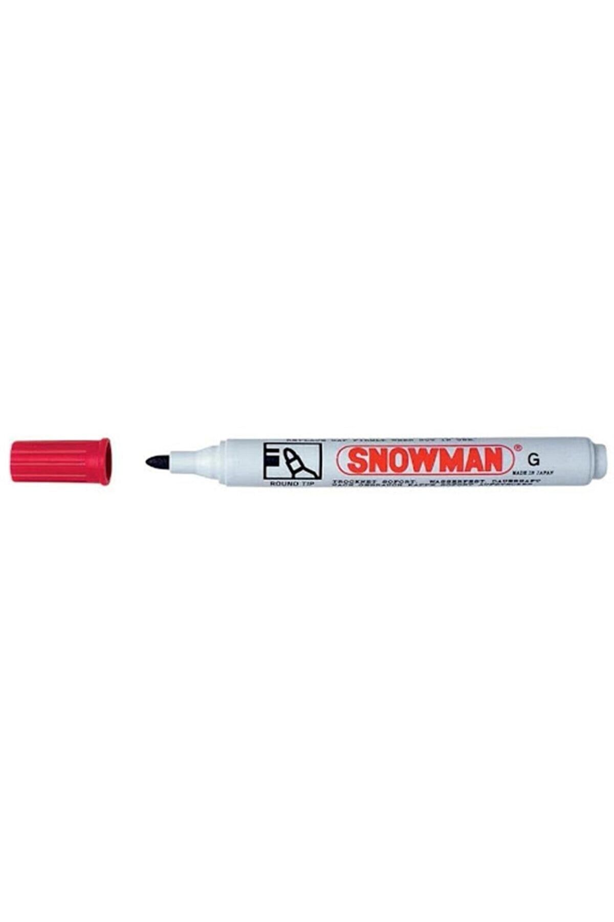 Snowman Kırmızı Permanent Yuvarlak Uç Markör Kalem Yuvarlak Uç
