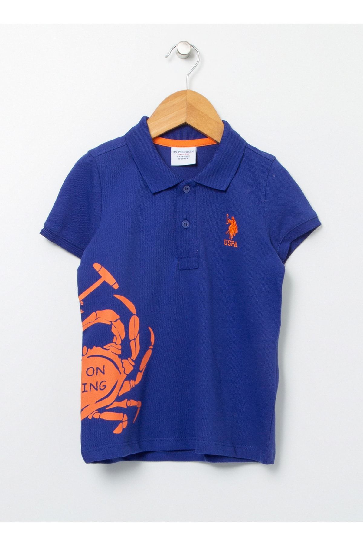 U.S. Polo Assn. Baskılı Mavi Erkek Çocuk Polo T-shirt Rojger Vr212