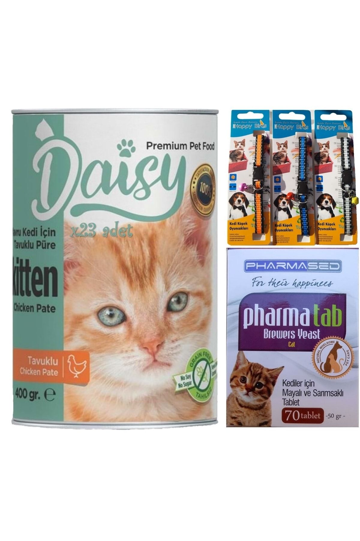 Daisy Premium Yavru Kedi Konserve Maması 23 Adet Ve Brewers Yeast Cat Tablet
