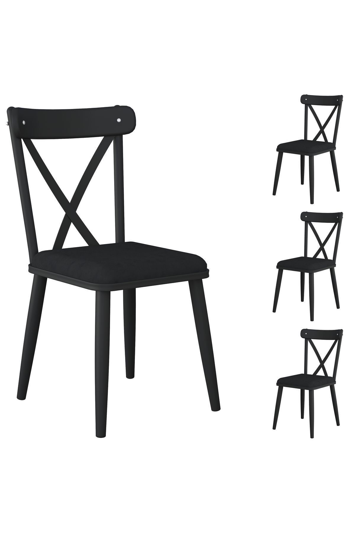 Rani Mobilya Rani Jb108 Metal Sandalye Thonet Sandalye 4'lü Mutfak Yemek Masası Sandalyesi Siyah
