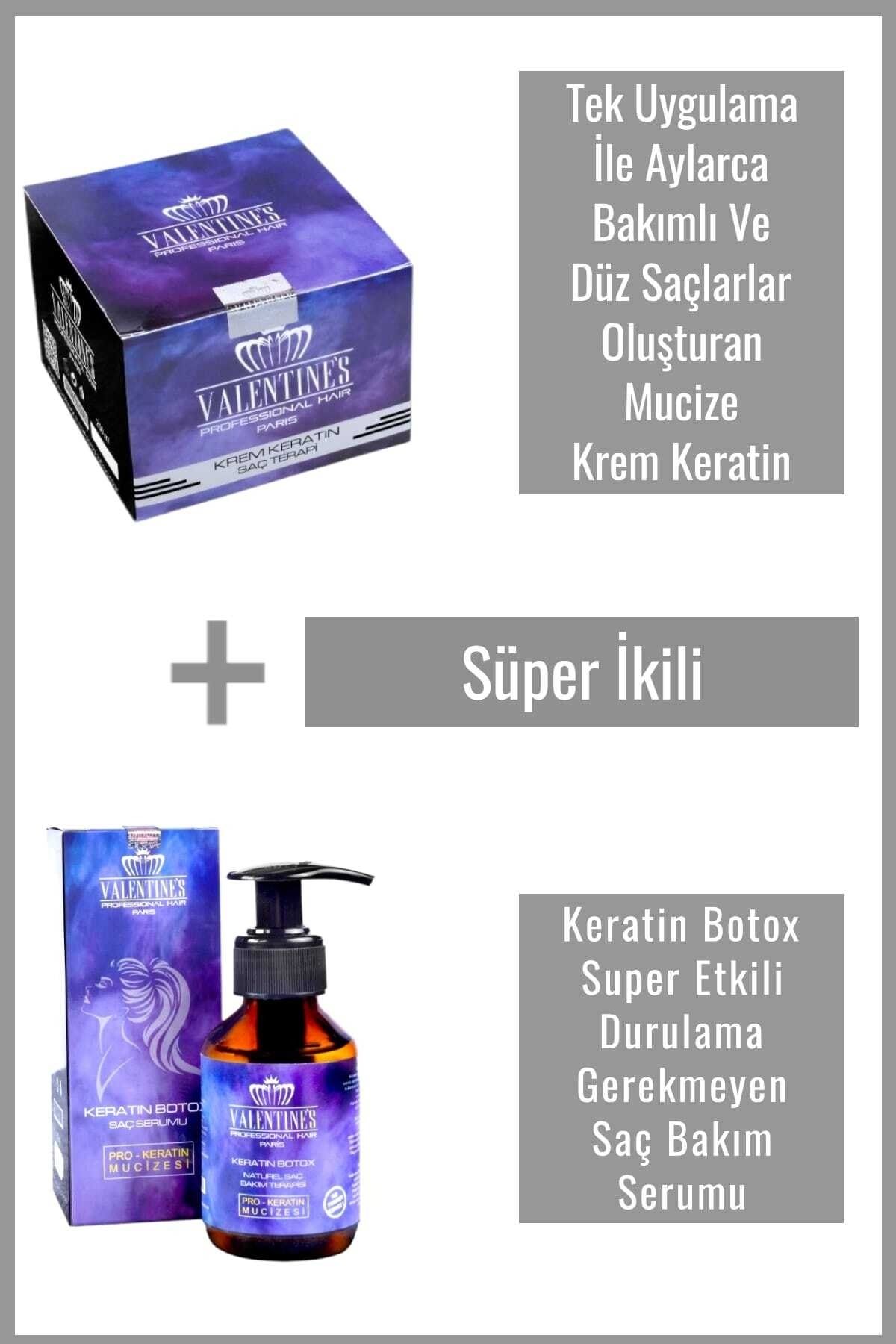 VALENTINES PROFESSIONAL Mucize Krem Keratin ( Brezilya Fönü ) Ve Keratin Botox Serum 2li Set