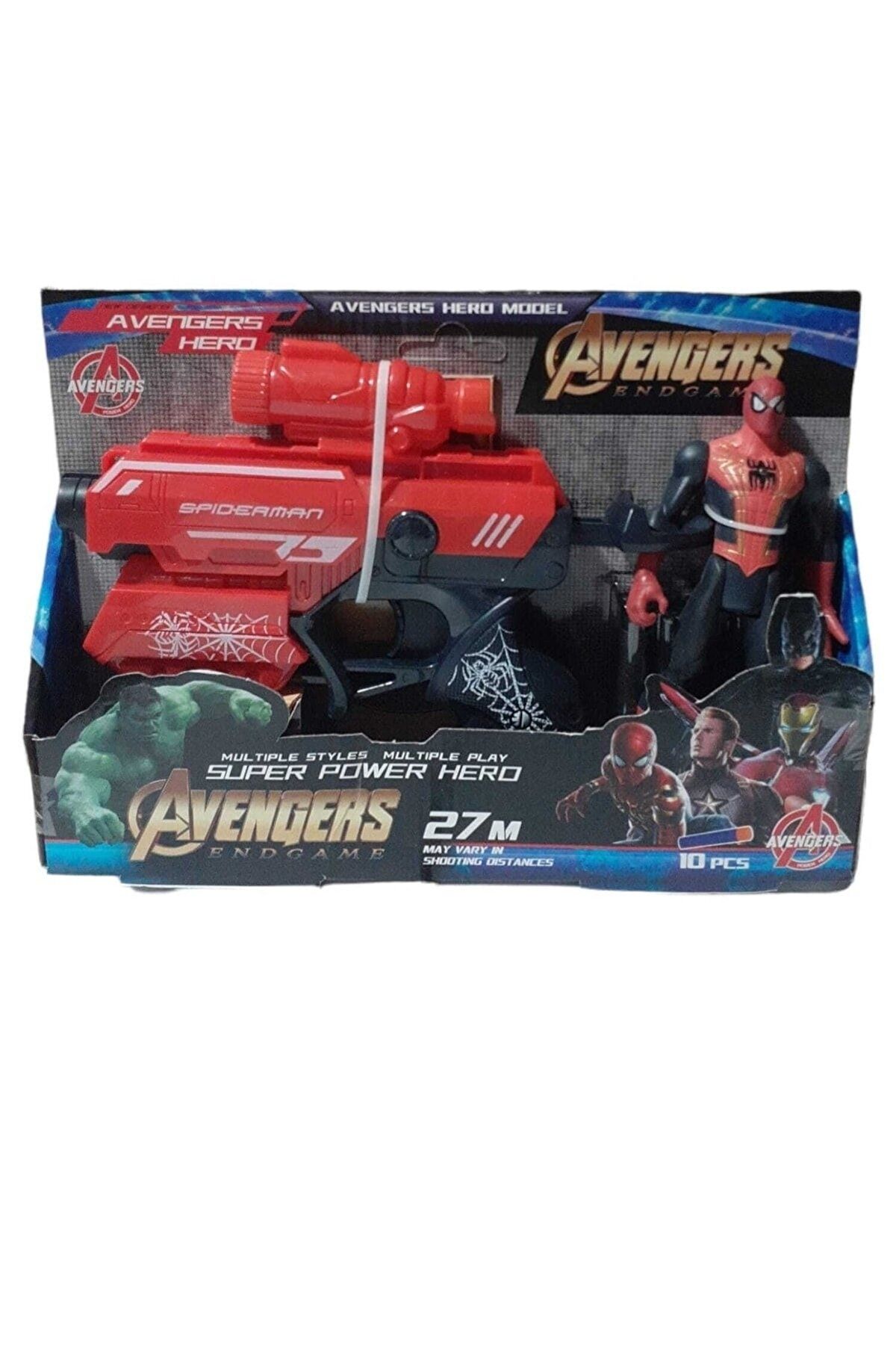 Brother Toys Nerf Benzeri Sünger Mermi Atan Lazerli Dürbünlü Tabanca Ve Işıklı Avengers Spiderman Figürü