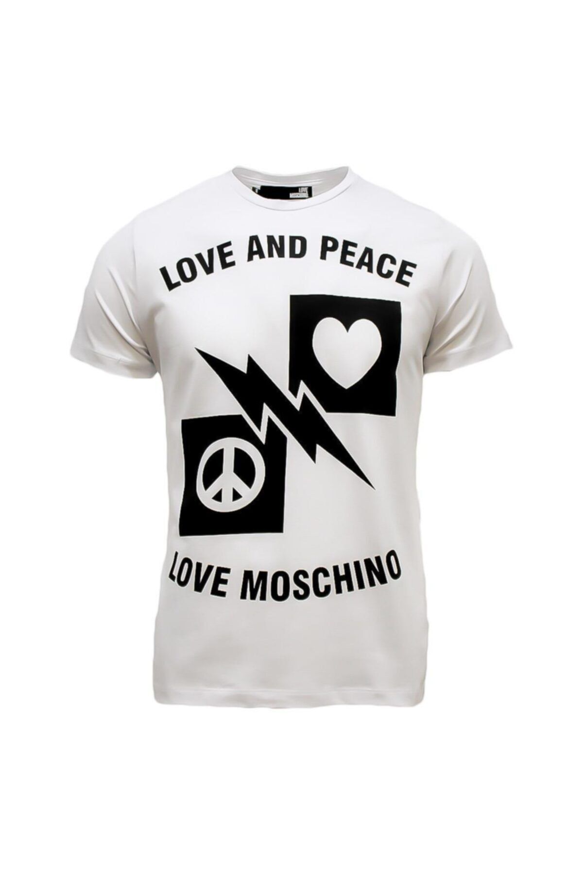 Moschino Erkek Bisiklet Yaka Slim Fit Baskılı Beyaz T-shirt