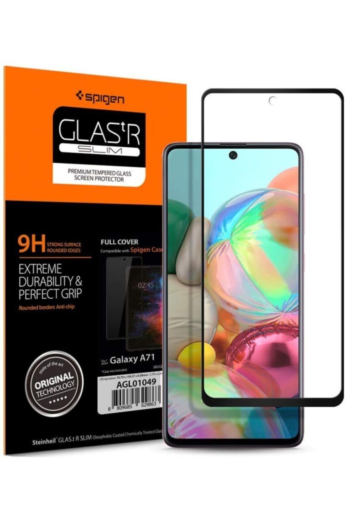 Spigen Samsung Galaxy A71 Cam Ekran Koruyucu Tam Kaplayan Glas.tr Slim Full Cover Black - Agl01049