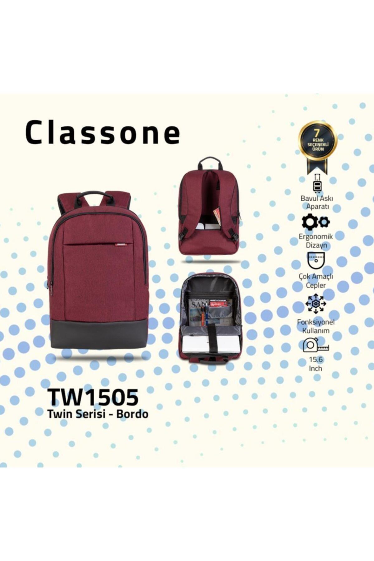 Classone Bp-tw1505 Twincolor 15.6" N.çantası-bordo