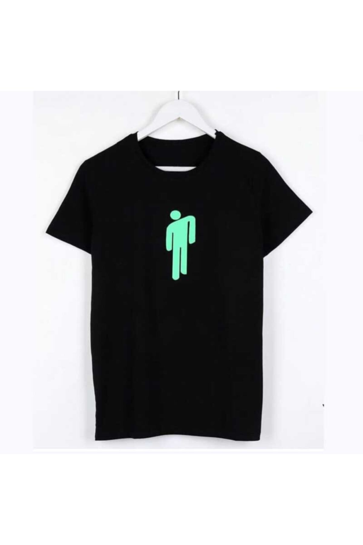 Köstebek Siyah Üzeri Yeşil Baskı Billie Eilish Logo Unisex T-shirt