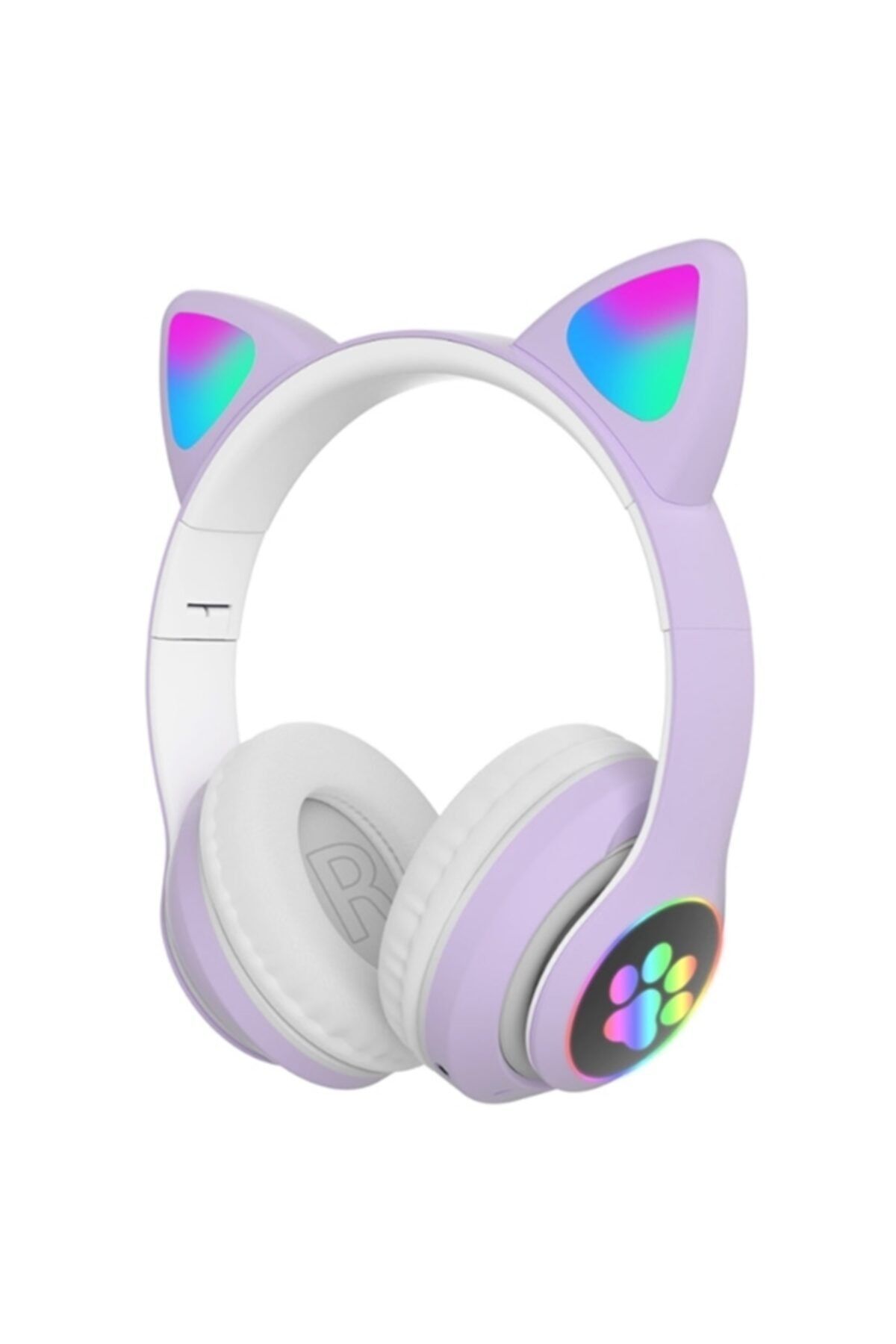 Ally Mobile Mor Kedi Kulak Kulaküstü Bluetooth 5.0 Kablosuz Led Işıklı Kulaklık 23m