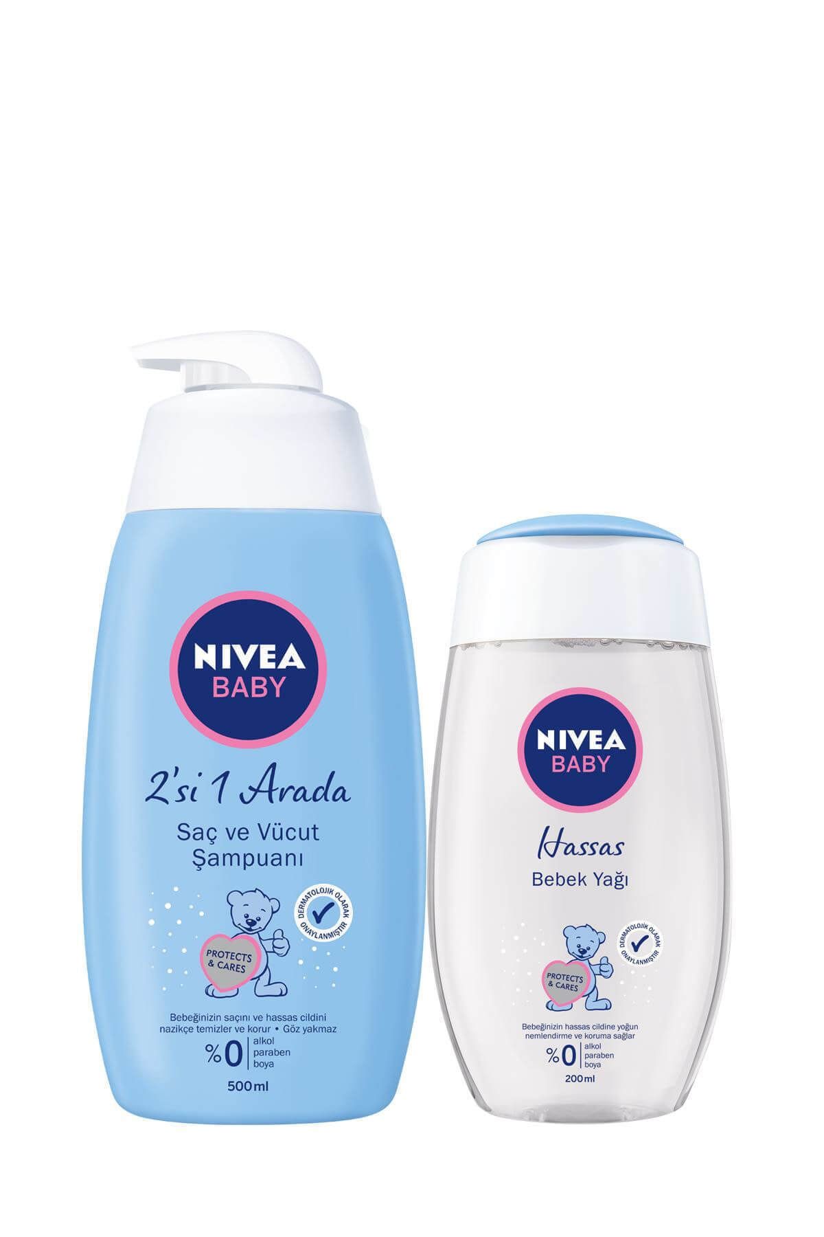 NIVEA Saç Ve Vücut Şampuanı Bebek 500 Ml + Bebek Yağı 200 Ml