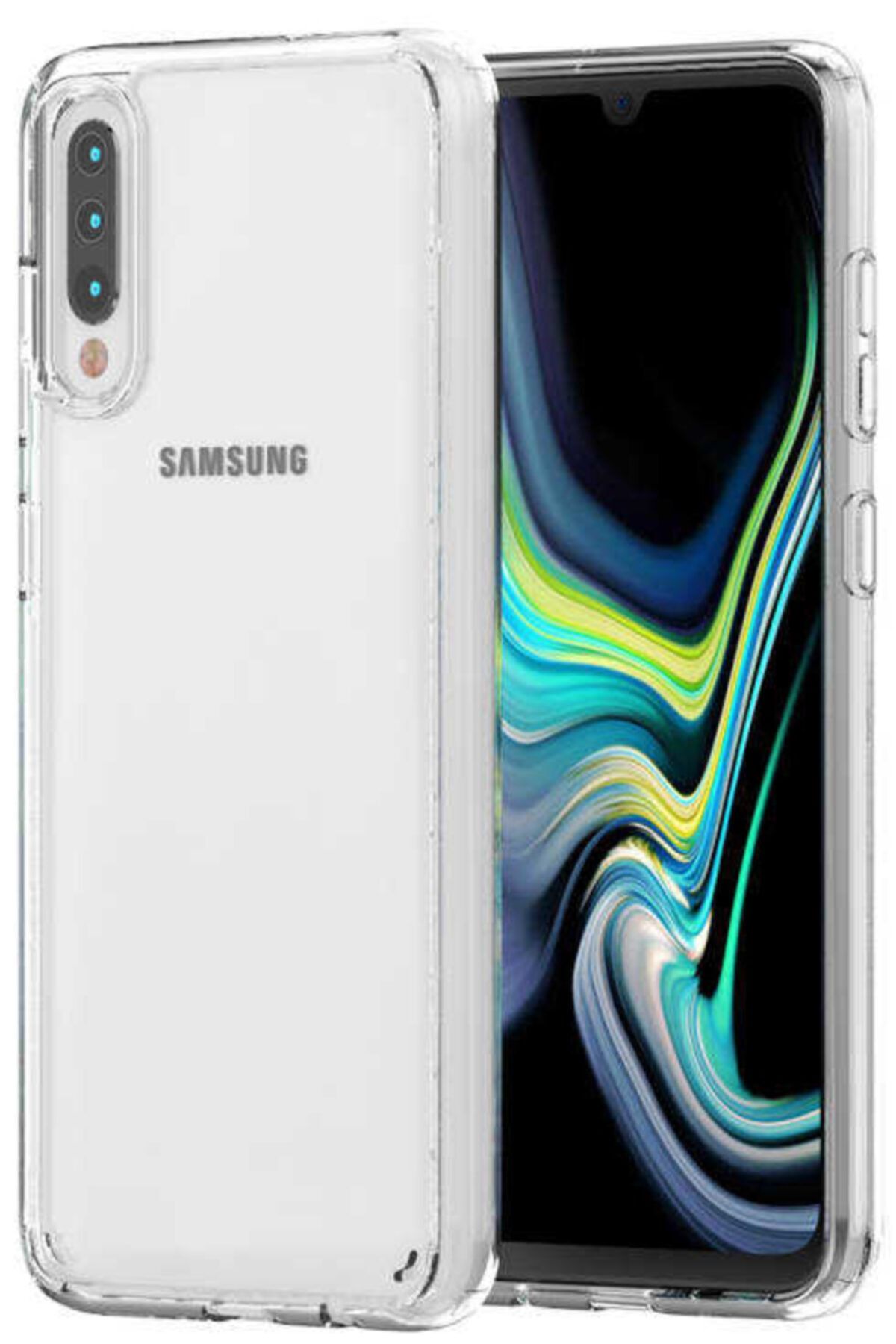 Fibaks Galaxy A50 Kılıf Sert Şeffaf Köşe Korumalı Hibrit Kapak Uyumlu