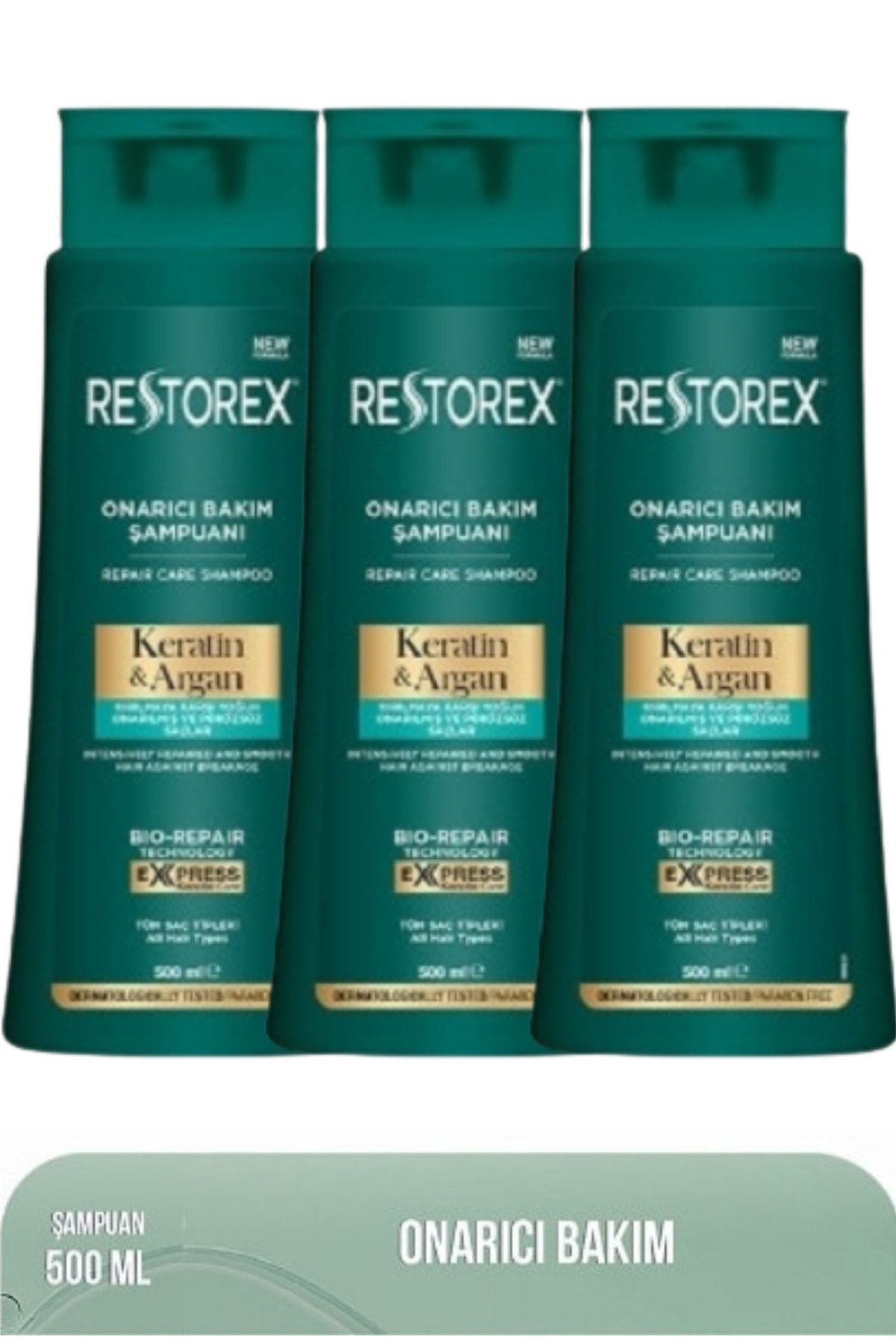 Restorex Keratin & Argan Şampuan 500 Ml 3 Adet