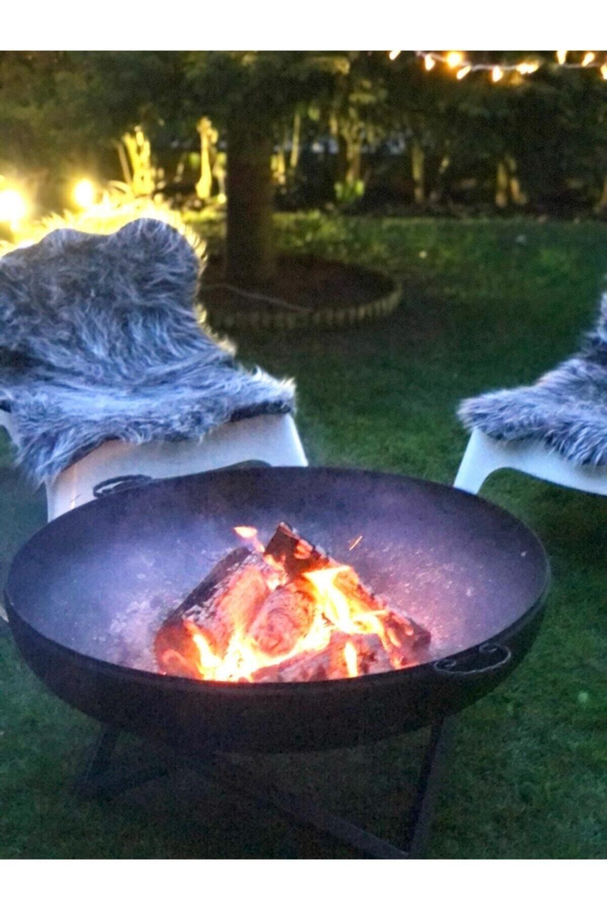 VİE Bahçe Şöminesi Bahçe Sobası Mangal Barbeküye Uygun Ateş Çukuru 75 cm Çap