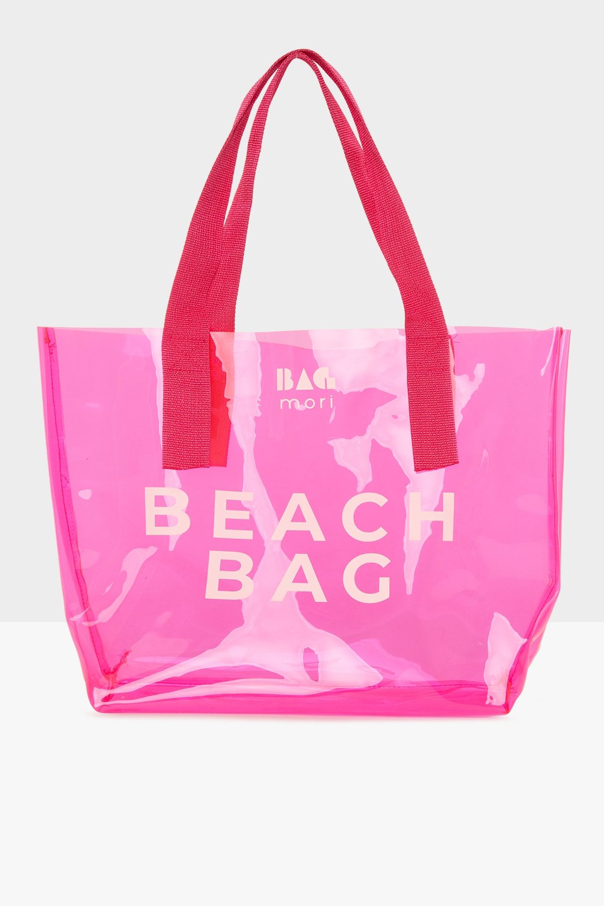 Bagmori Fuşya Kadın Beach Bag Baskılı Şeffaf Plaj Çantası M000007257