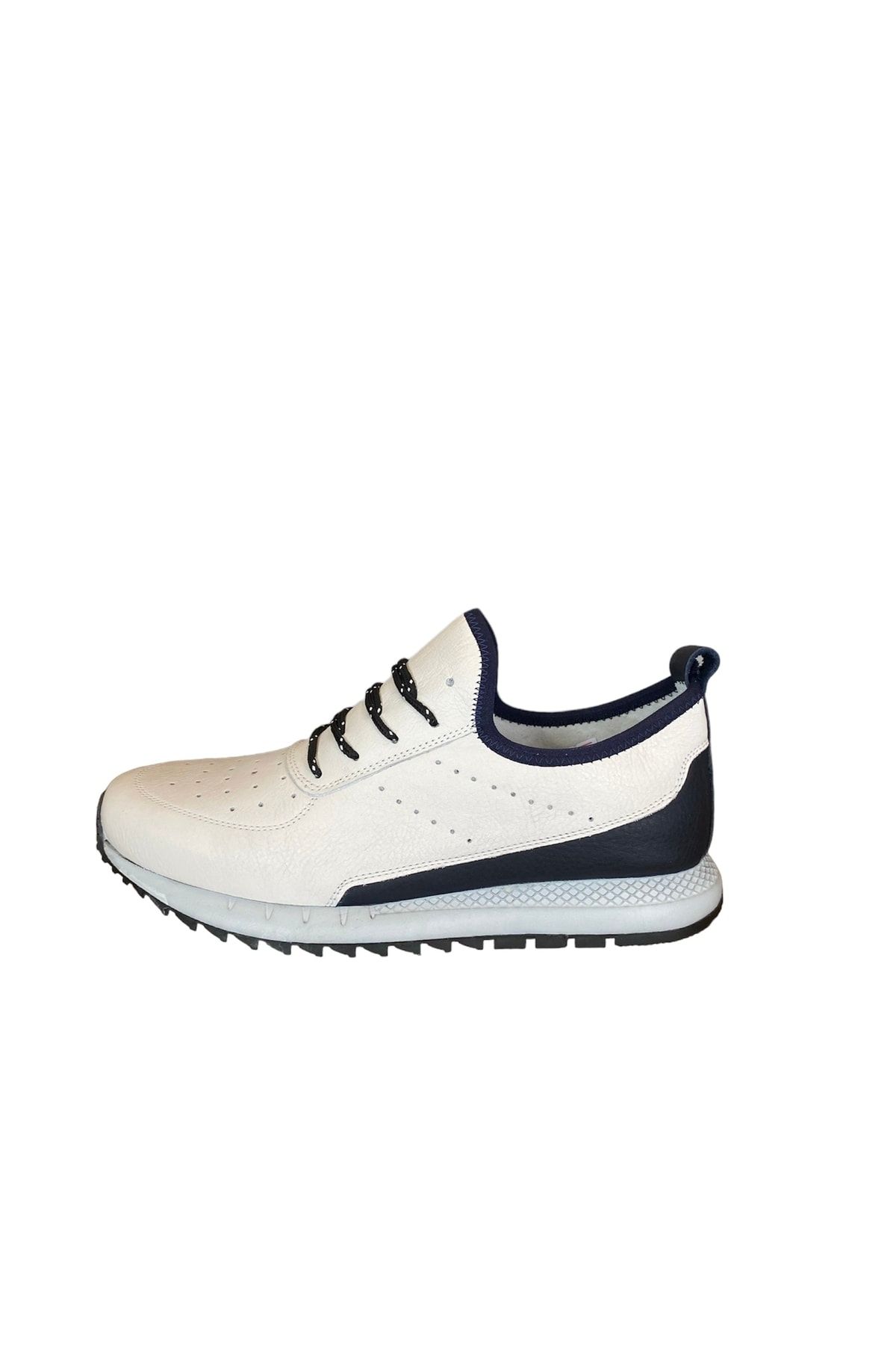JAMES FRANCO M6712 Hakiki Deri Ortapedik Tabanlı Beyaz Günlük Spor Ayakkabı Sneaker