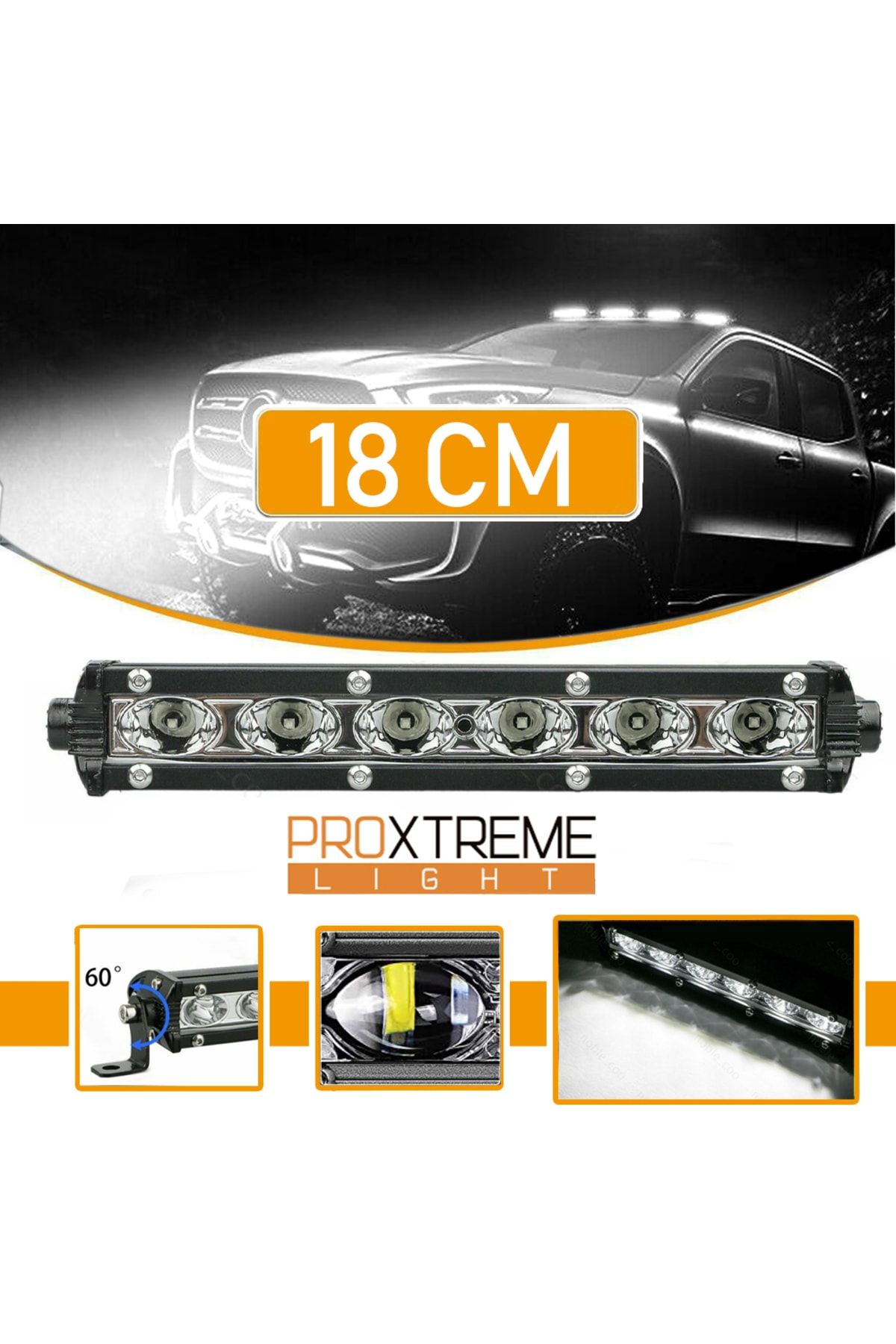 C9 Cree 6 Led 18w Yayıcı Delici Ultra Ince Off Road Led Bar 18 cm