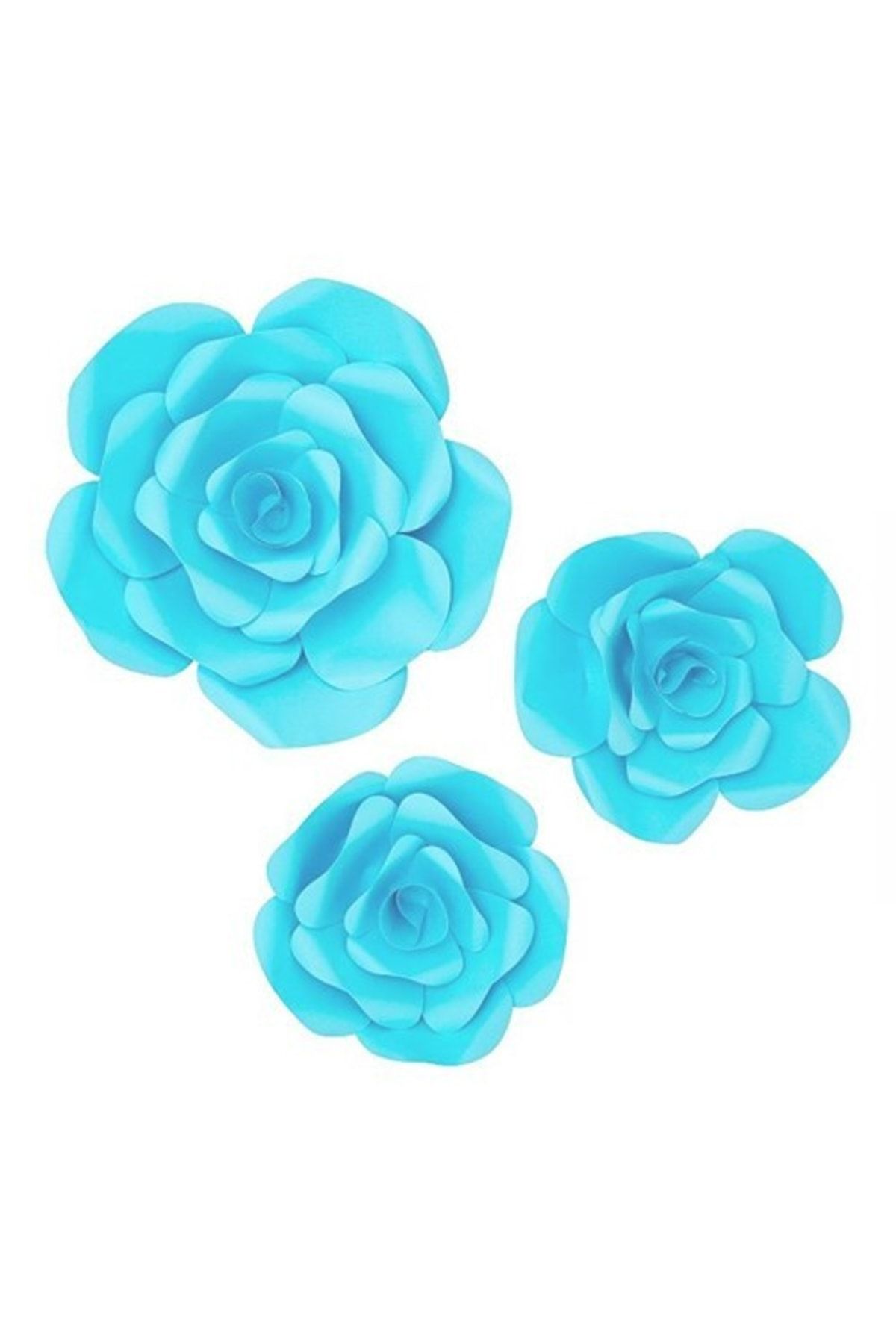 Partioutlet Mavi Renkli 3 Boyutlu Dekoratif Kağıt Çiçek 20 Cm 2 Adet