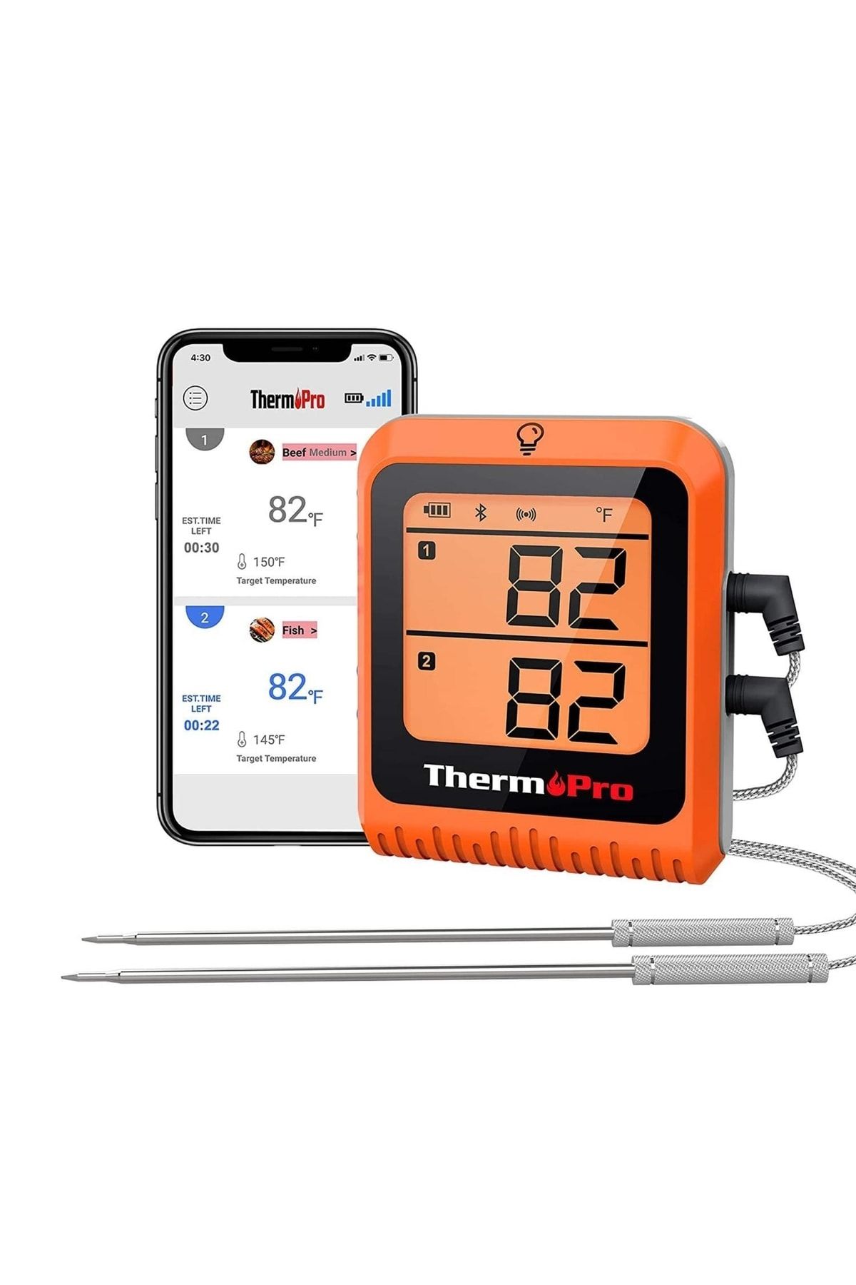 NPO Thermopro Tp920 Cep Telefonu Kontrollü, Bluetooth Ve Çift Problu Profesyonel Gıda Pişirme Termom