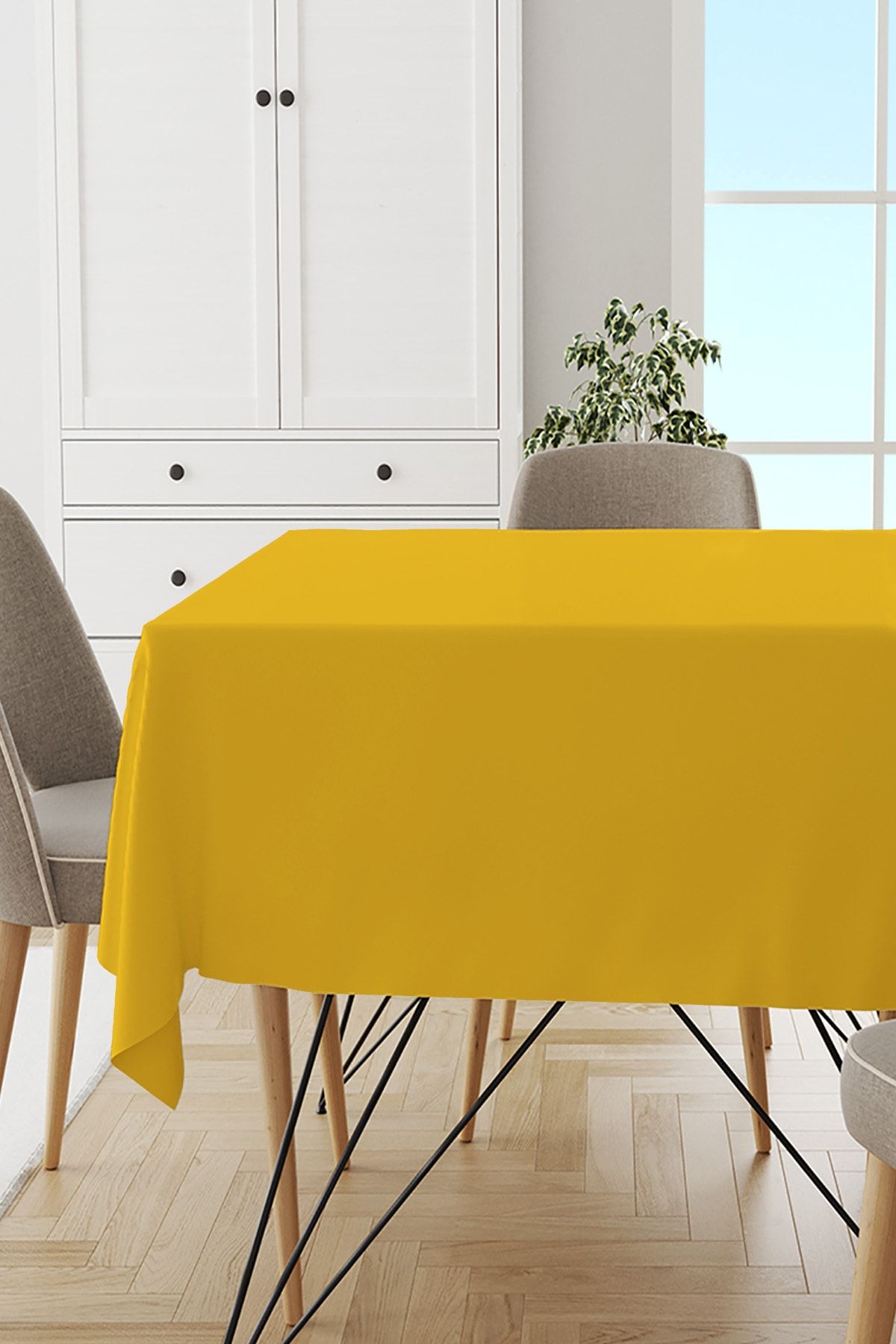 Lizia Home Sarı Sade Masa Örtüsü Tay Tüyü Kadife Leke Tutmaz Yıkanabilir Dokuma Kumaş Düz Tek Renk Mso016