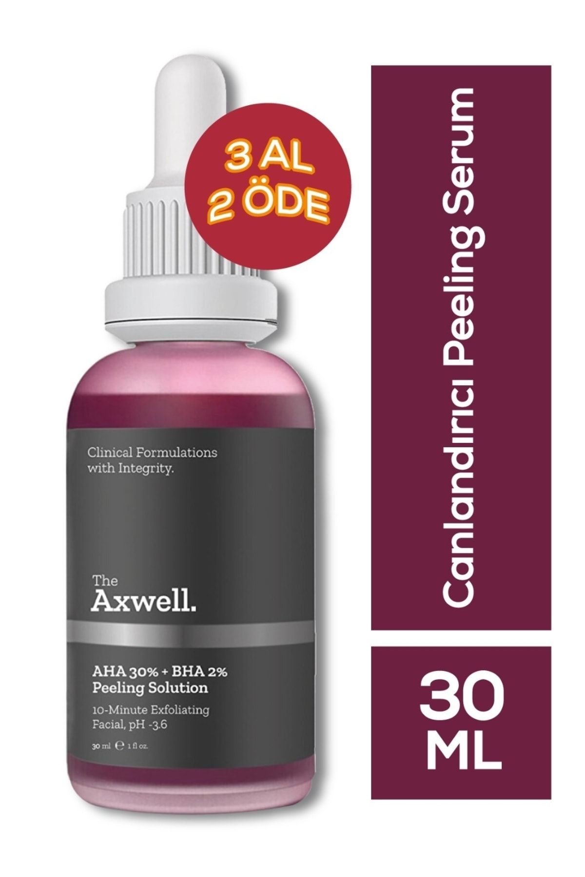 AXWELL Canlandırıcı & Cilt Tonu Eşitleyici Yüz Peeling Serum 30 ml Aha 30% + Bha 2%