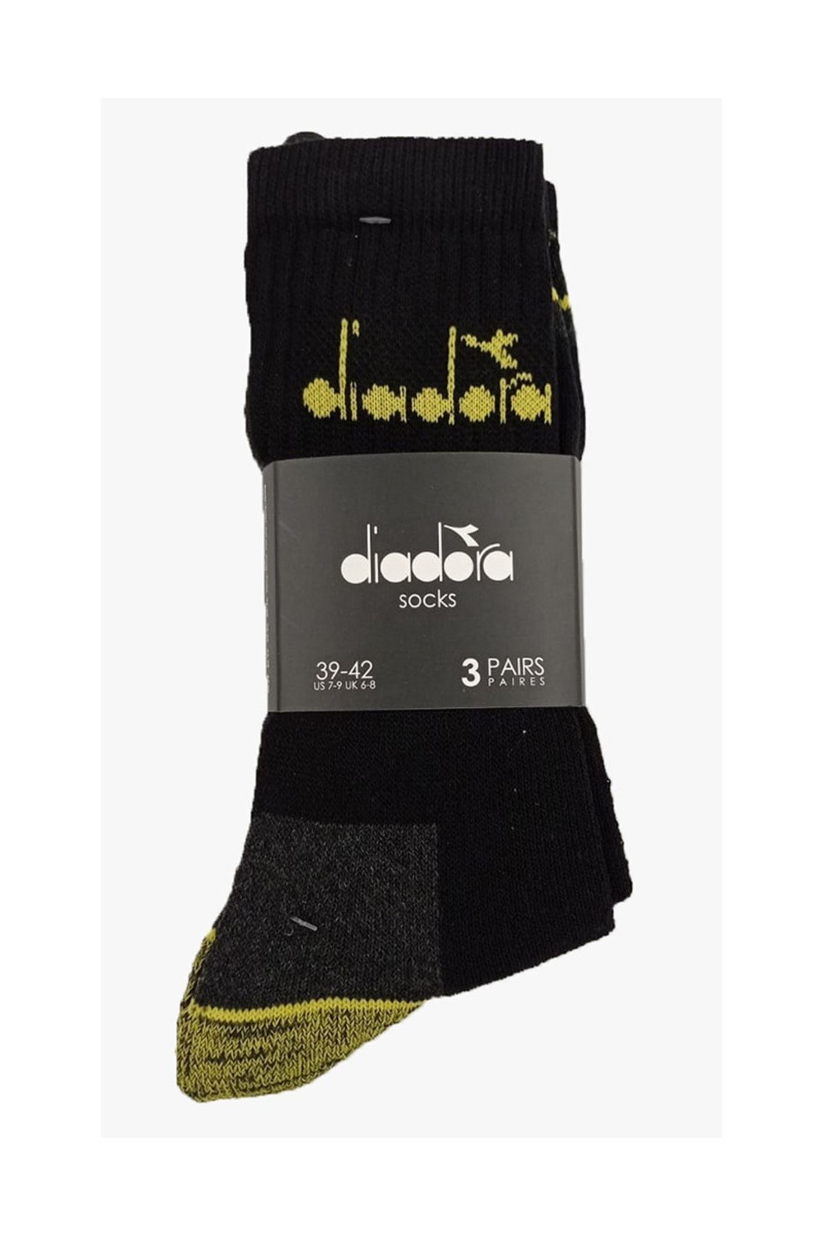 Diadora Prato 3'lü Havlu Çorap Siyah-sarı