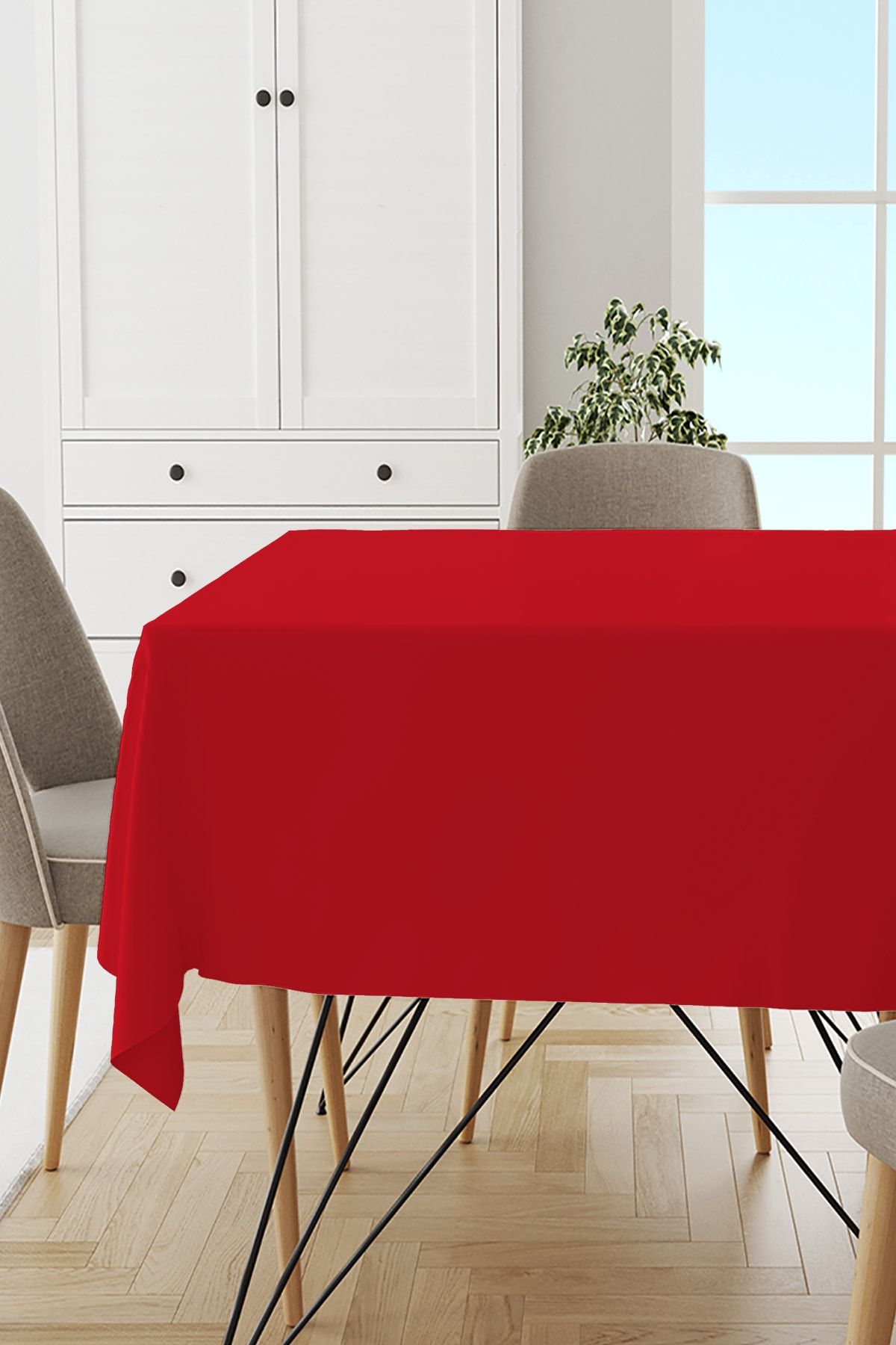 Lizia Home Kırmızı Sade Masa Örtüsü Tay Tüyü Kadife Leke Tutmaz Yıkanabilir Dokuma Kumaş Düz Tek Renk Mso023