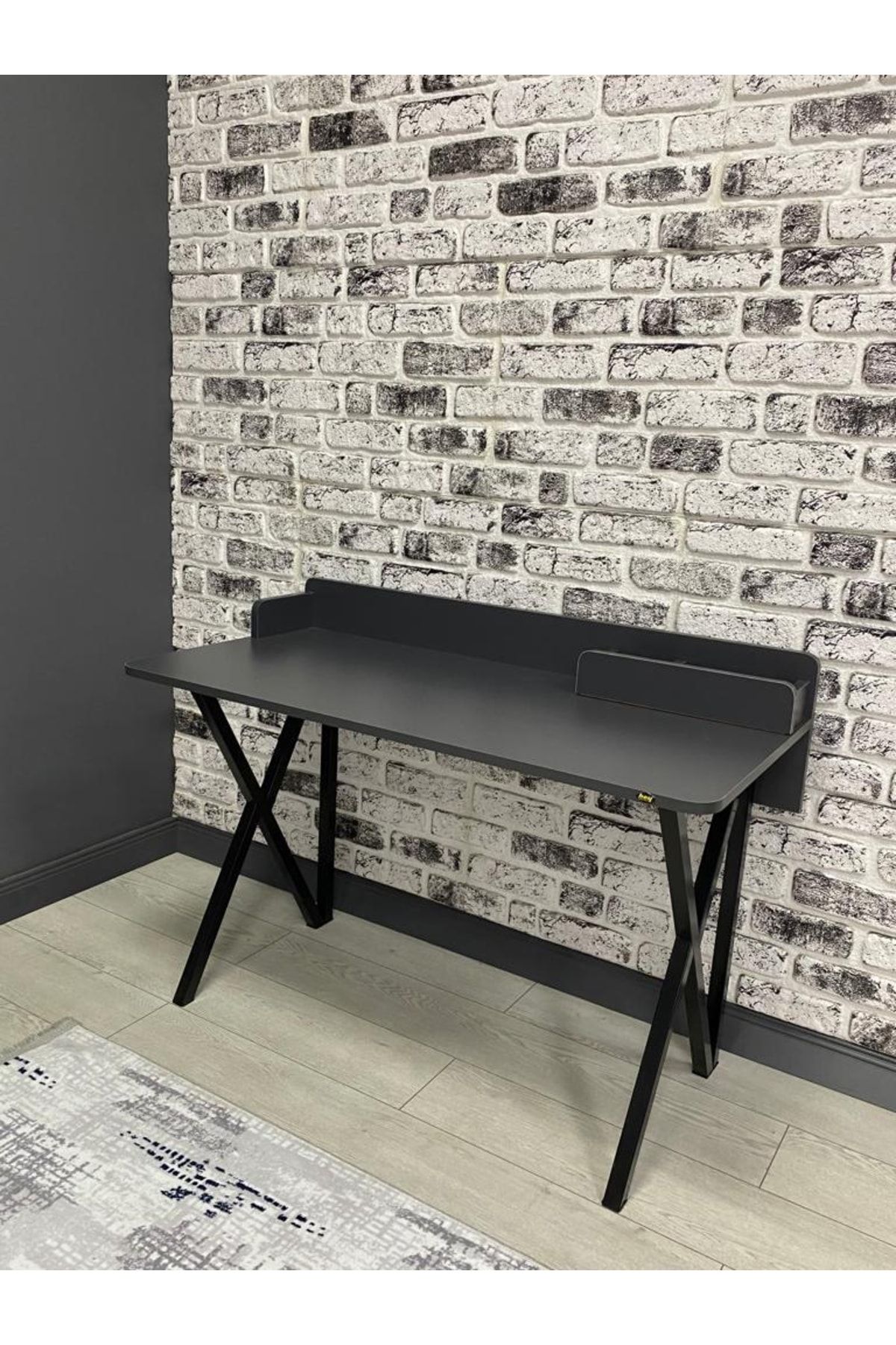 hey modüler mobilya Antrasit Gri Çalışma Masası Bilgisayar Ofis Masası Metal Siyah Ayaklı Kalemlik 120 Cm