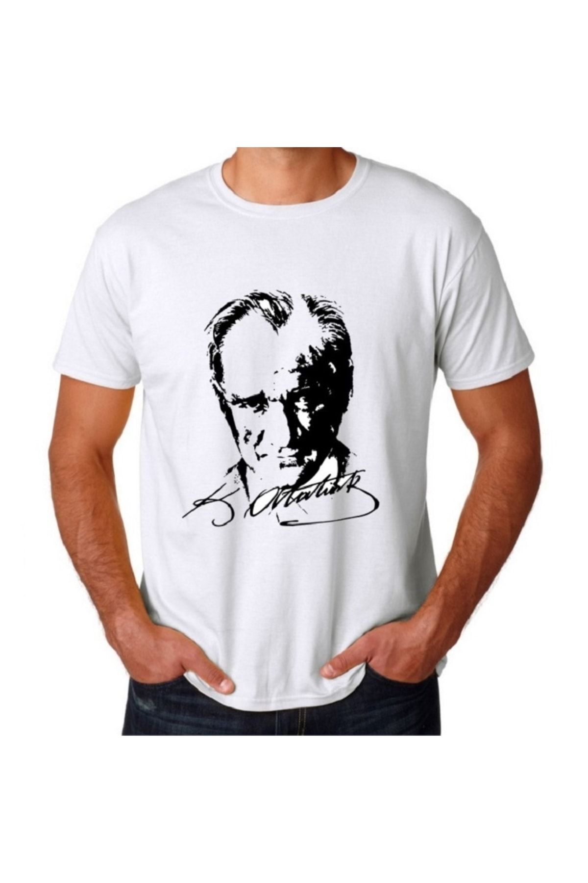 tahtakale marketi Yetişkin Atatürk Tişört Beyaz Atatürk Baskılı T-shirt